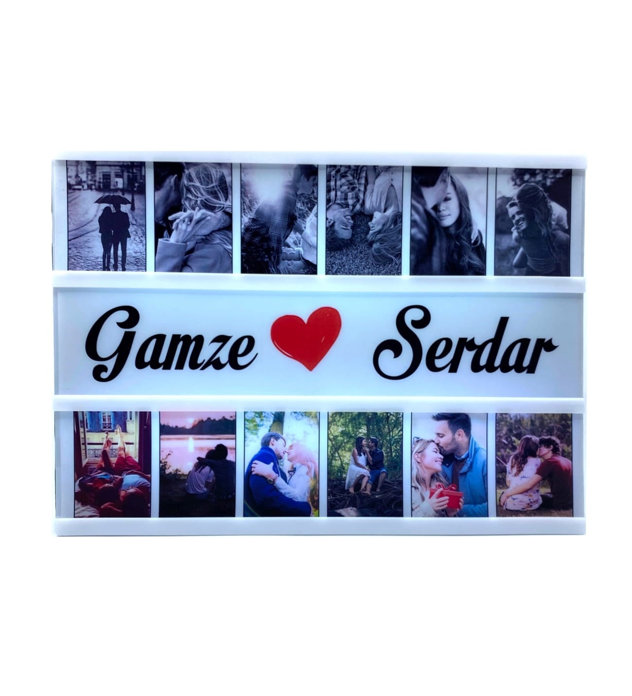Kişiye Özel 12 Adet Fotoğraflı Işıklı Mesaj Panosu Büyük Boy Light Box