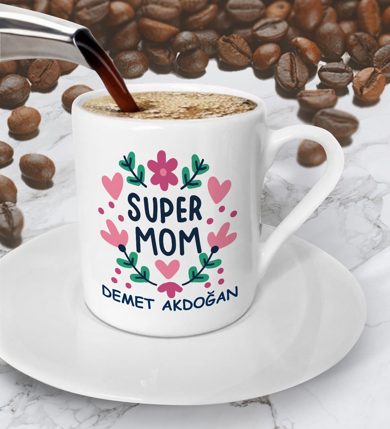 Super Mom Anneler Günü Tasarımlı Kahve Fincanı