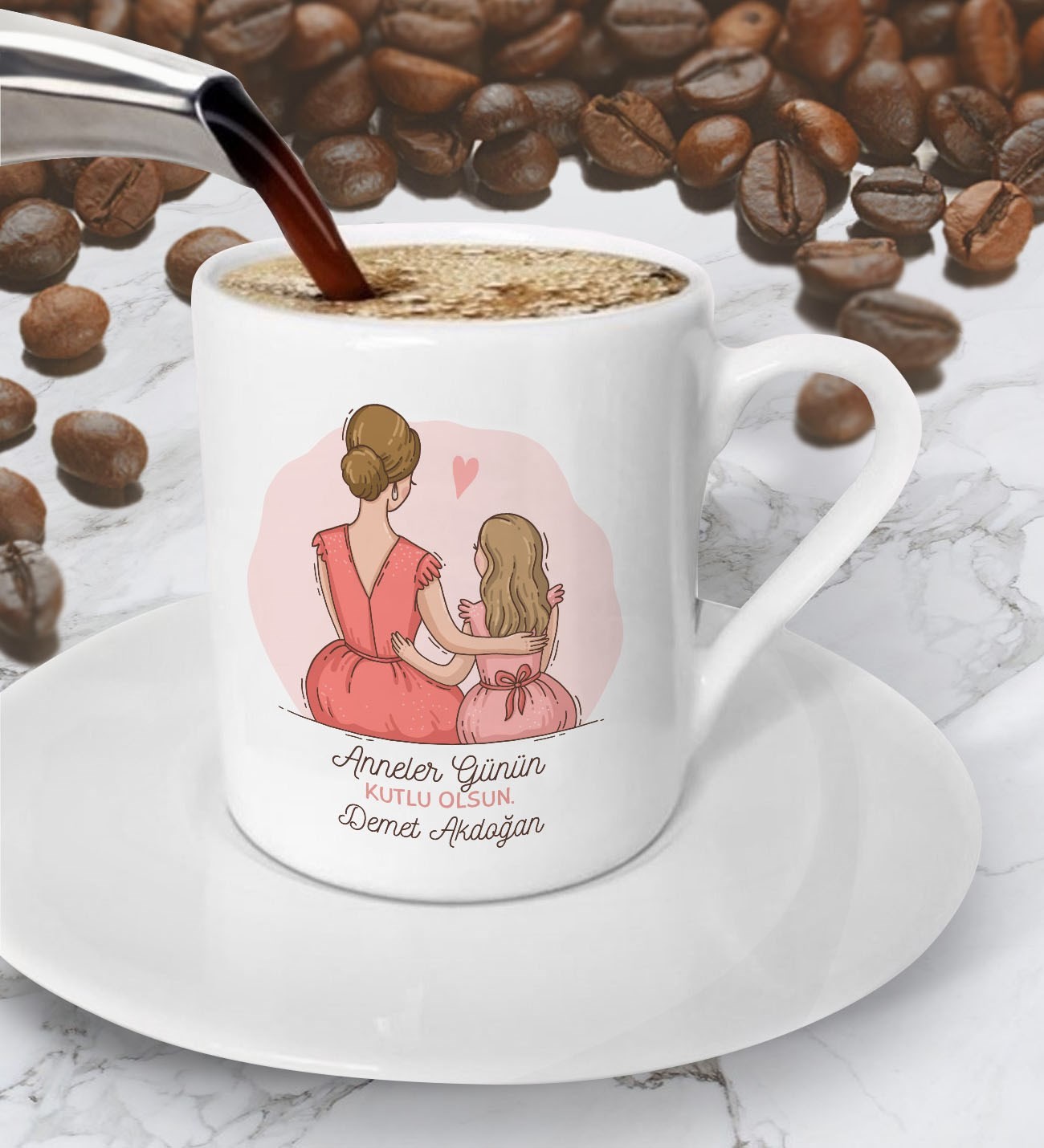 Anneler Günün Kutlu Olsun Tasarımlı Kahve Fincanı