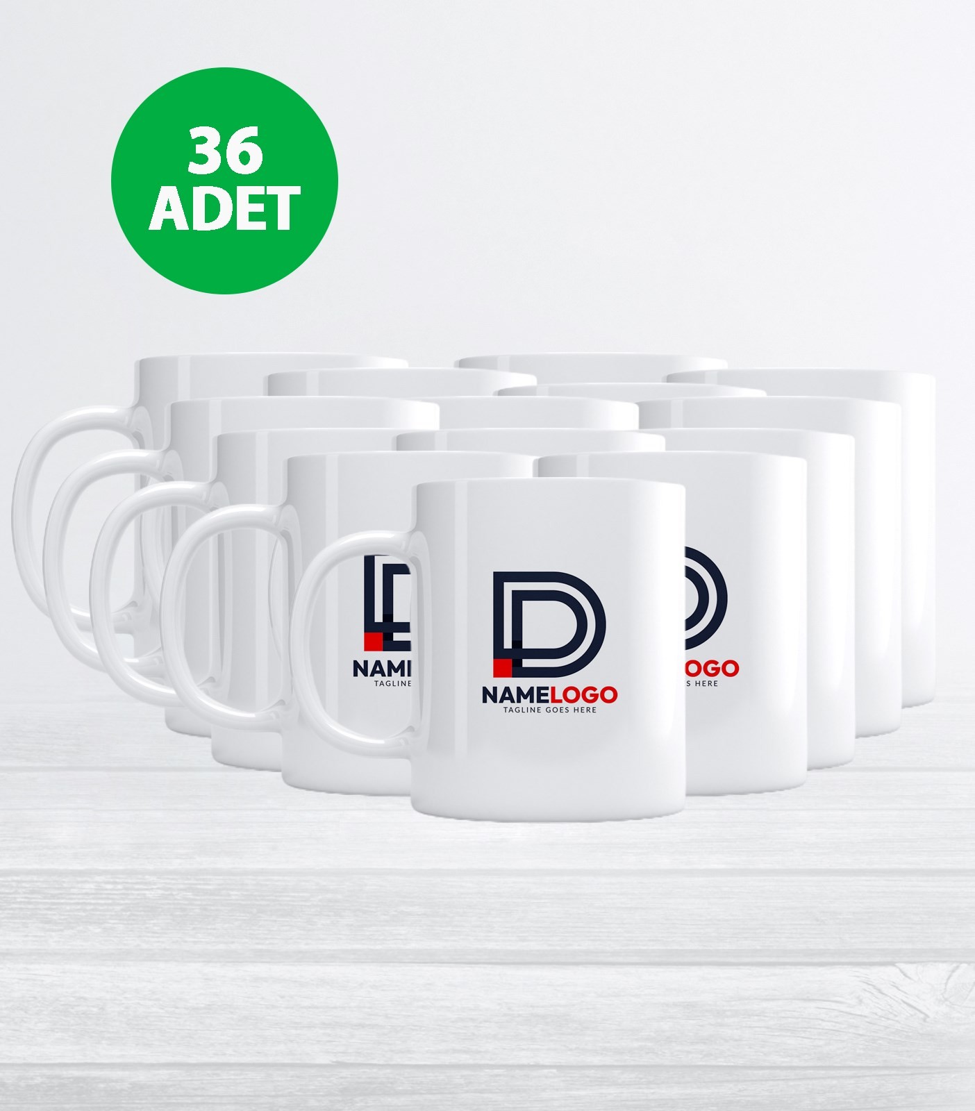 Kurum ve Firmalara Özel Logo Baskılı 36 Adet Kupa Bardak