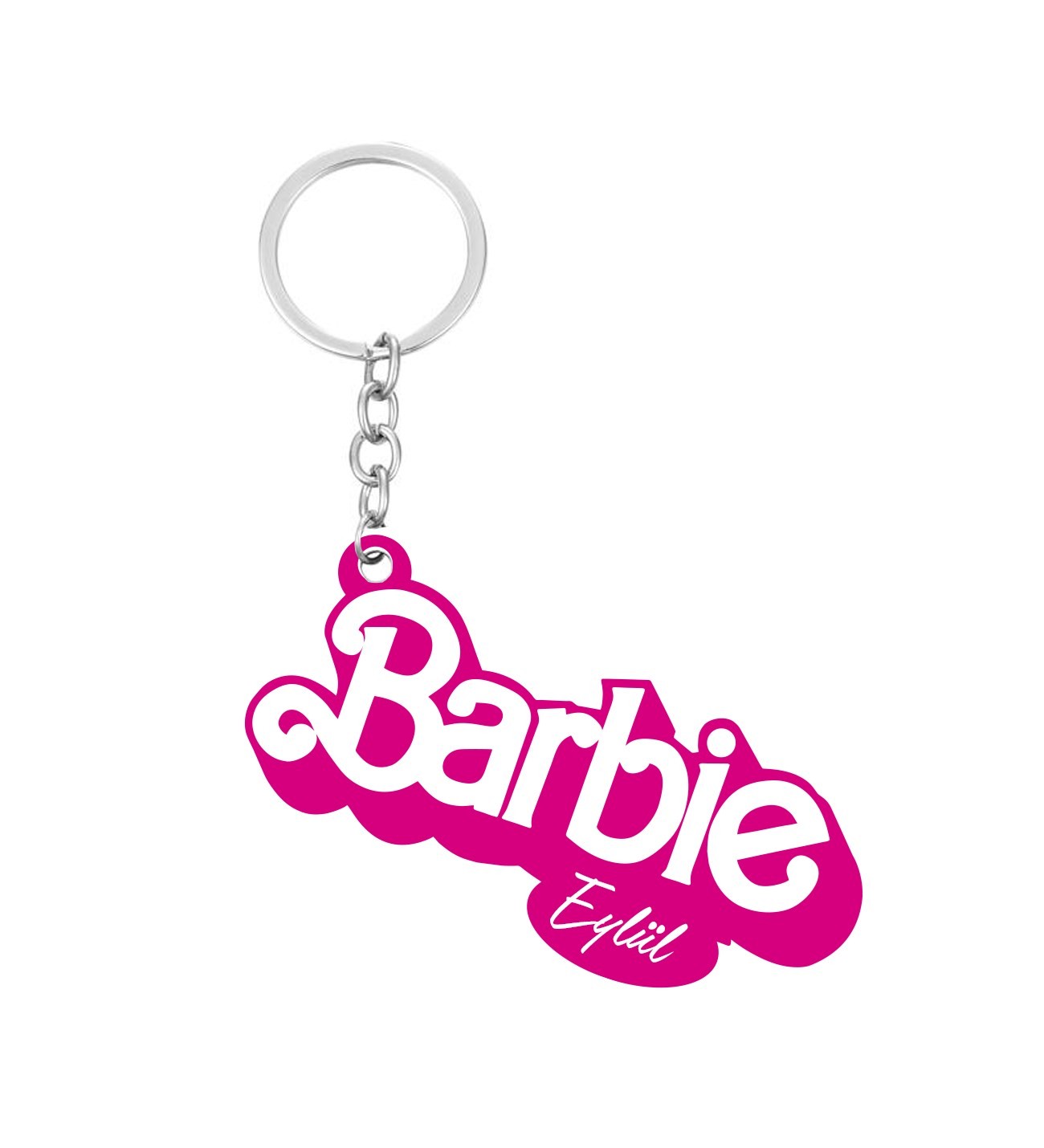 Kişiye Özel Barbie Tasarımlı Ahşap Anahtarlık