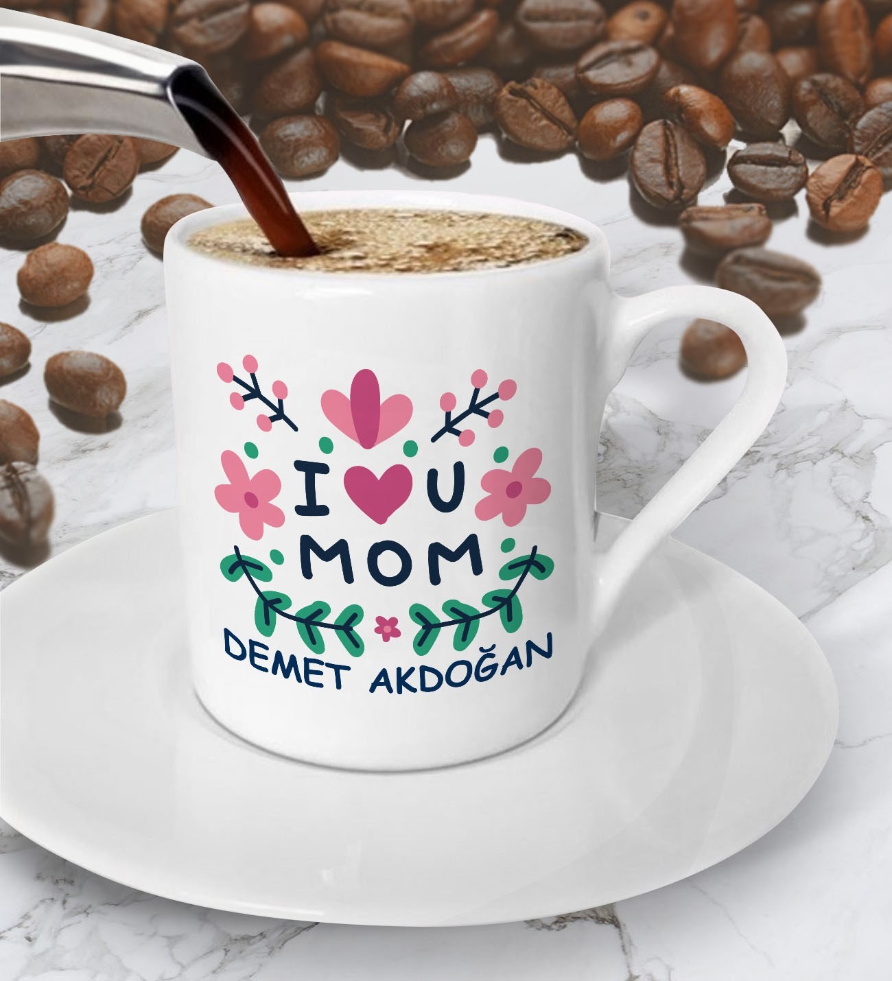 I Love You Mom Anneler Günü Tasarımlı Kahve Fincanı