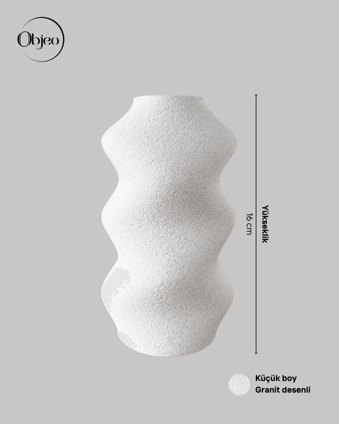 Granit Desenli Modern Objeo Vazo-16 cm-Dokulu 3D Baskı Şık Kırılmaz Dekoratif Obje