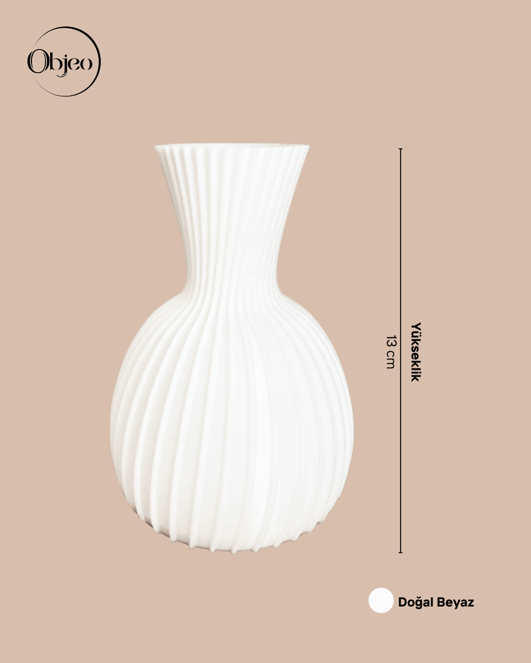 Minimalist Modern Doğal Beyaz Objeo Vazo - 3D Baskı Kırılmaz Dekoratif Obje