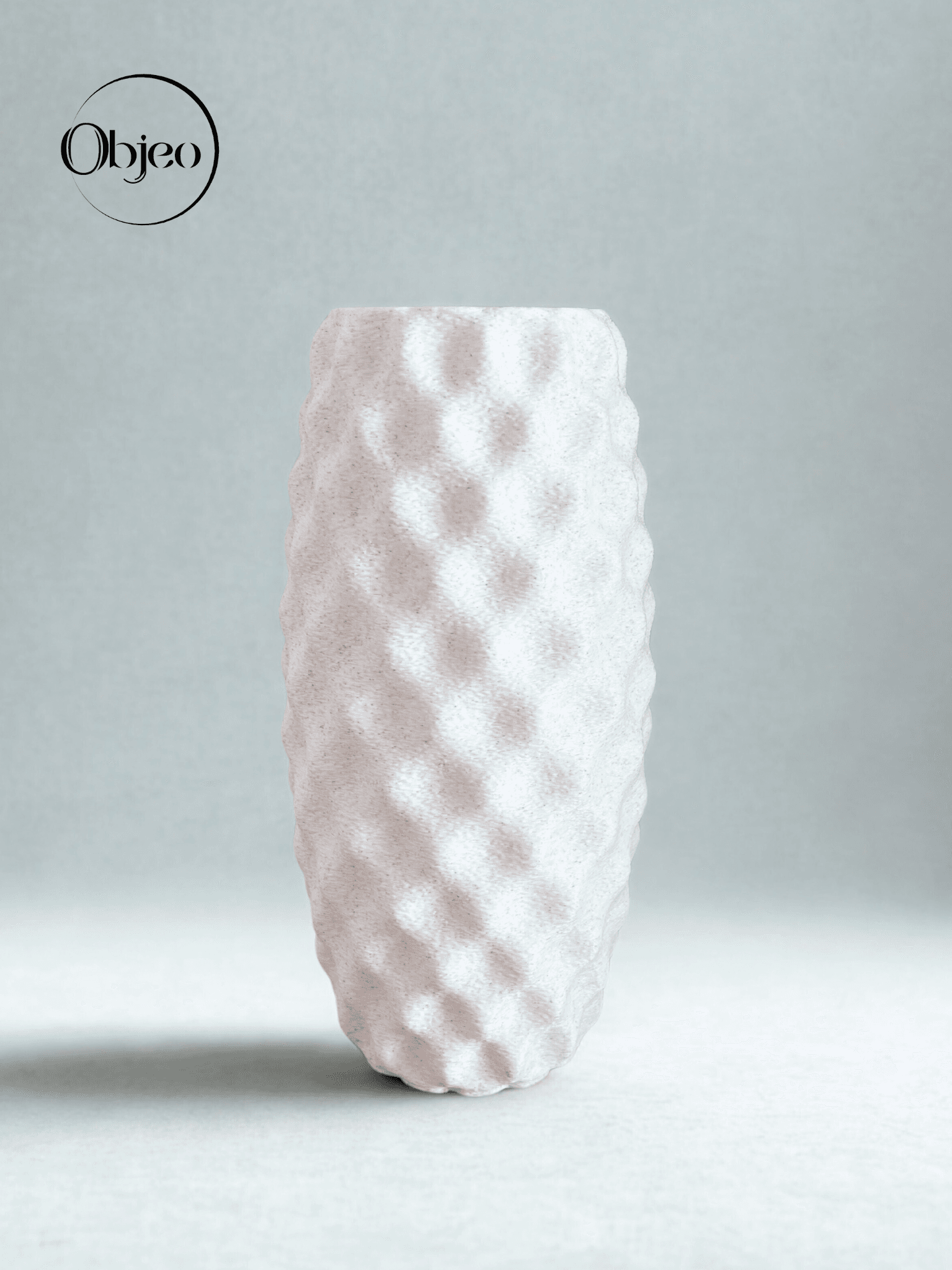 Granit Desenli Dekoratif Objeo Vazo - Dokulu Yüzeyli Modern Silindirik Vazo, 20 cm, 3D Baskı