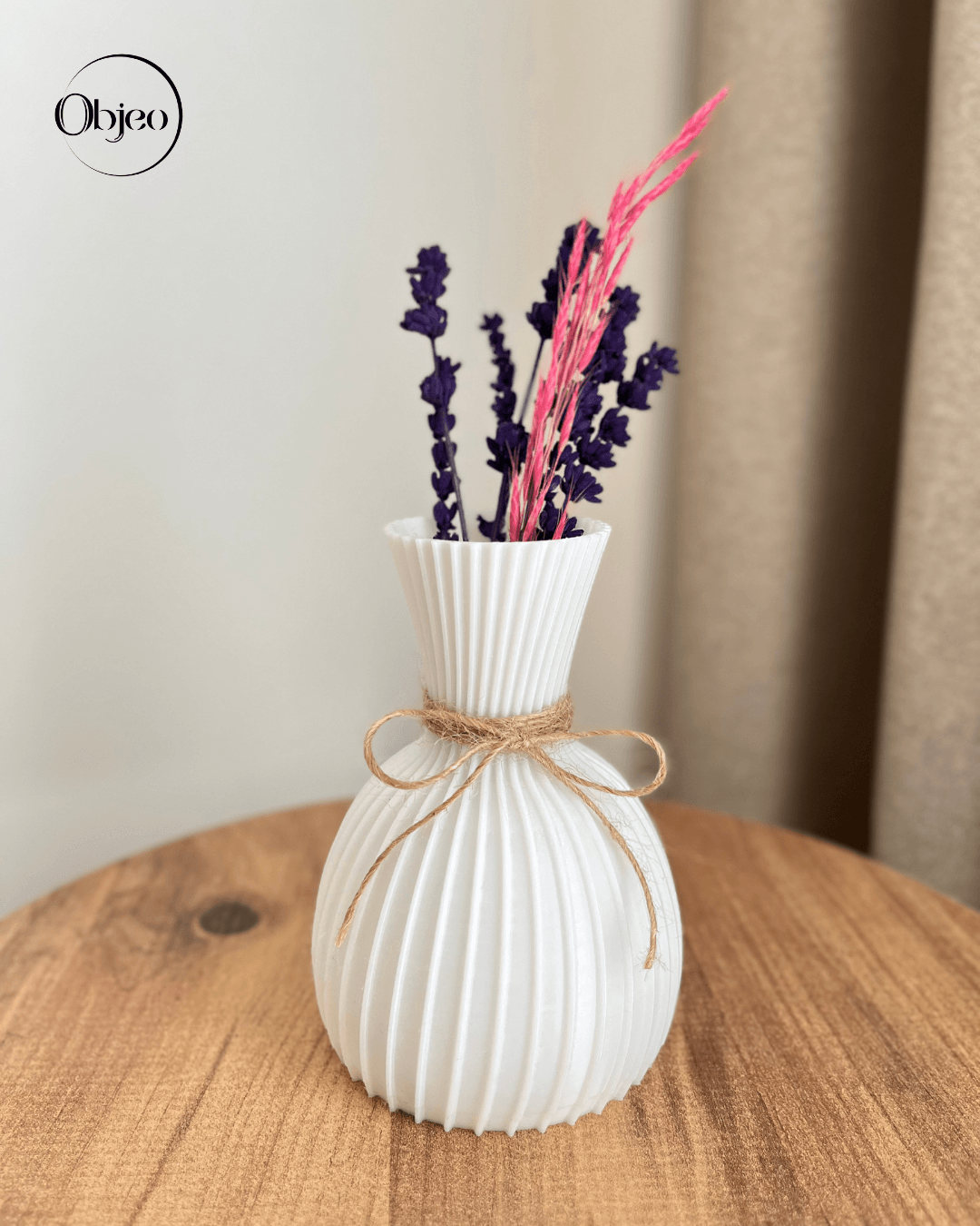 Minimalist Modern Doğal Beyaz Objeo Vazo - 3D Baskı Kırılmaz Dekoratif Obje
