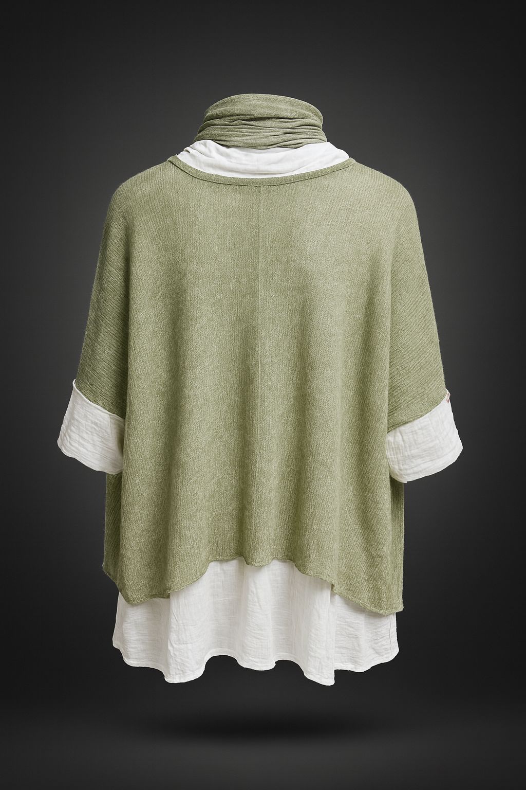 İtaly Dantel Fularlı ikili Triko Bluz - Yeşil