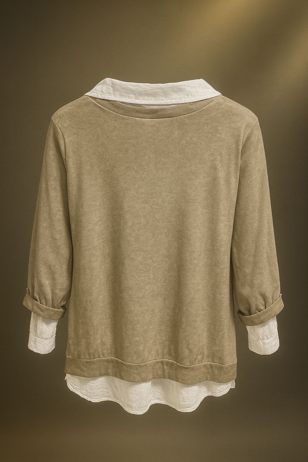 İtaly Fularlı İkili Triko Bluz - Bej