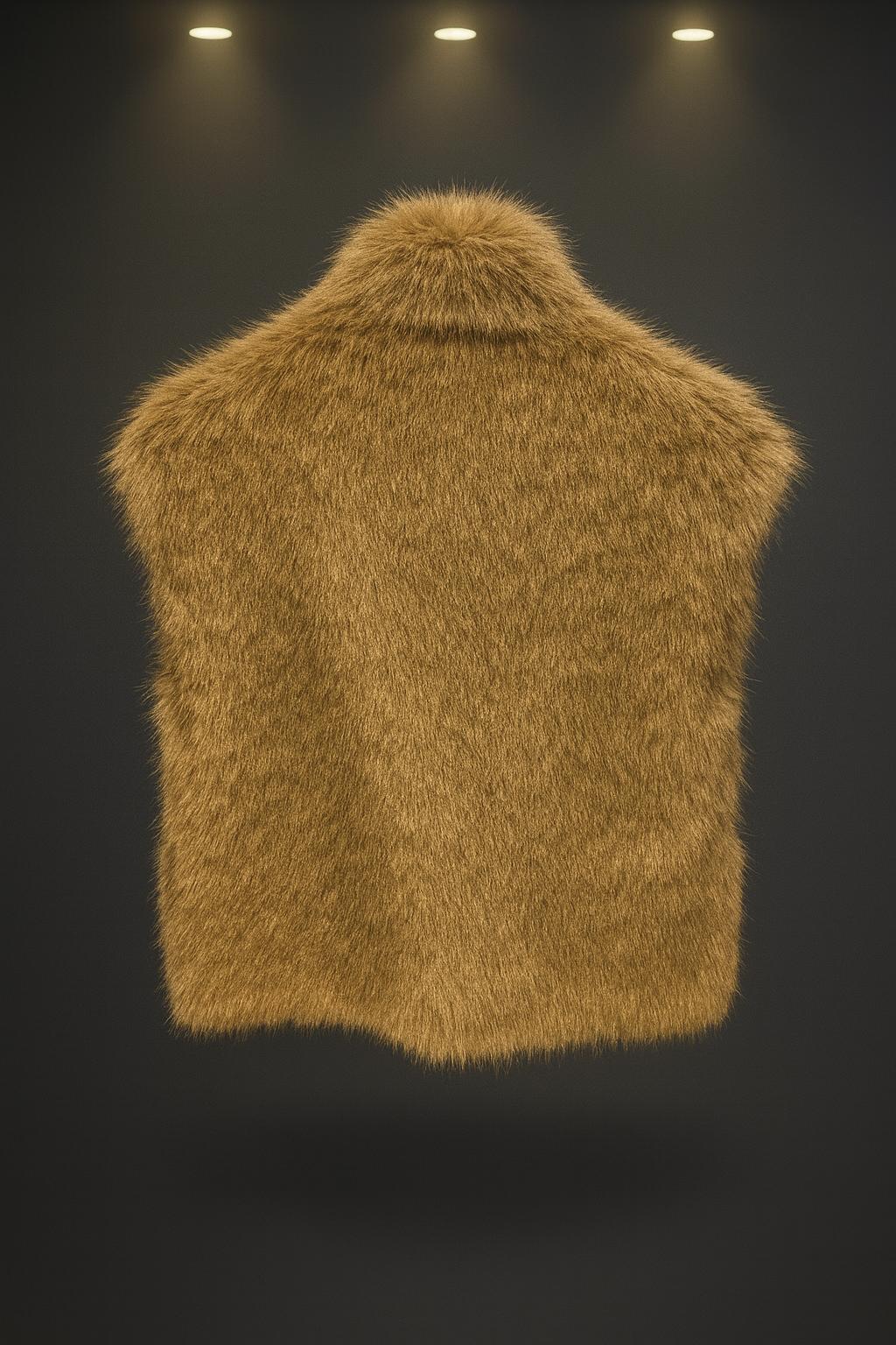 Angora Kürk Yelek - Kahverengi