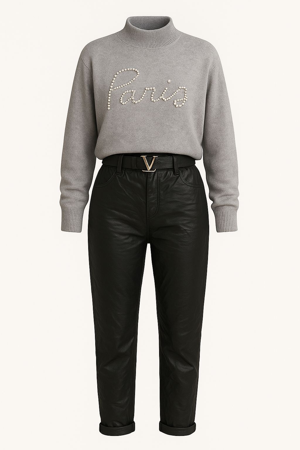 İTALY Deri Pantolon - Siyah