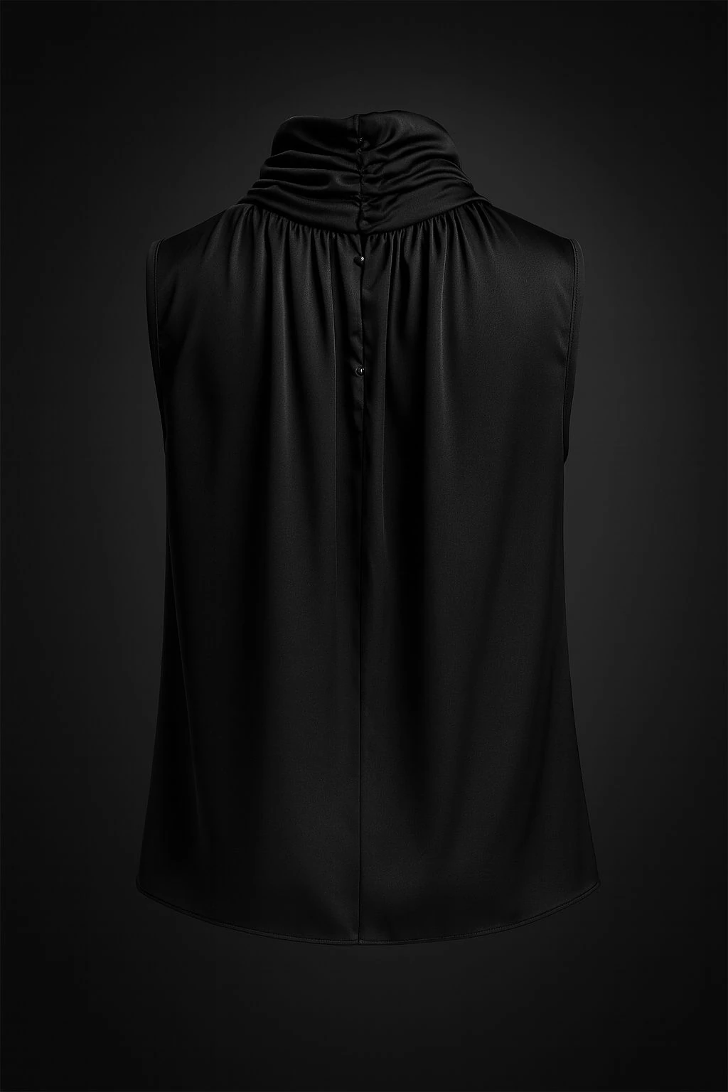 Reglan Kol Boğazlı Saten Bluz - Siyah