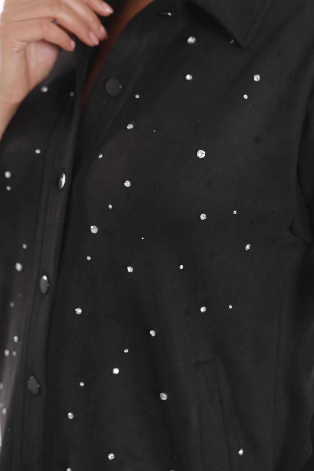 Taş Detaylı Süet Gömlek Ceket