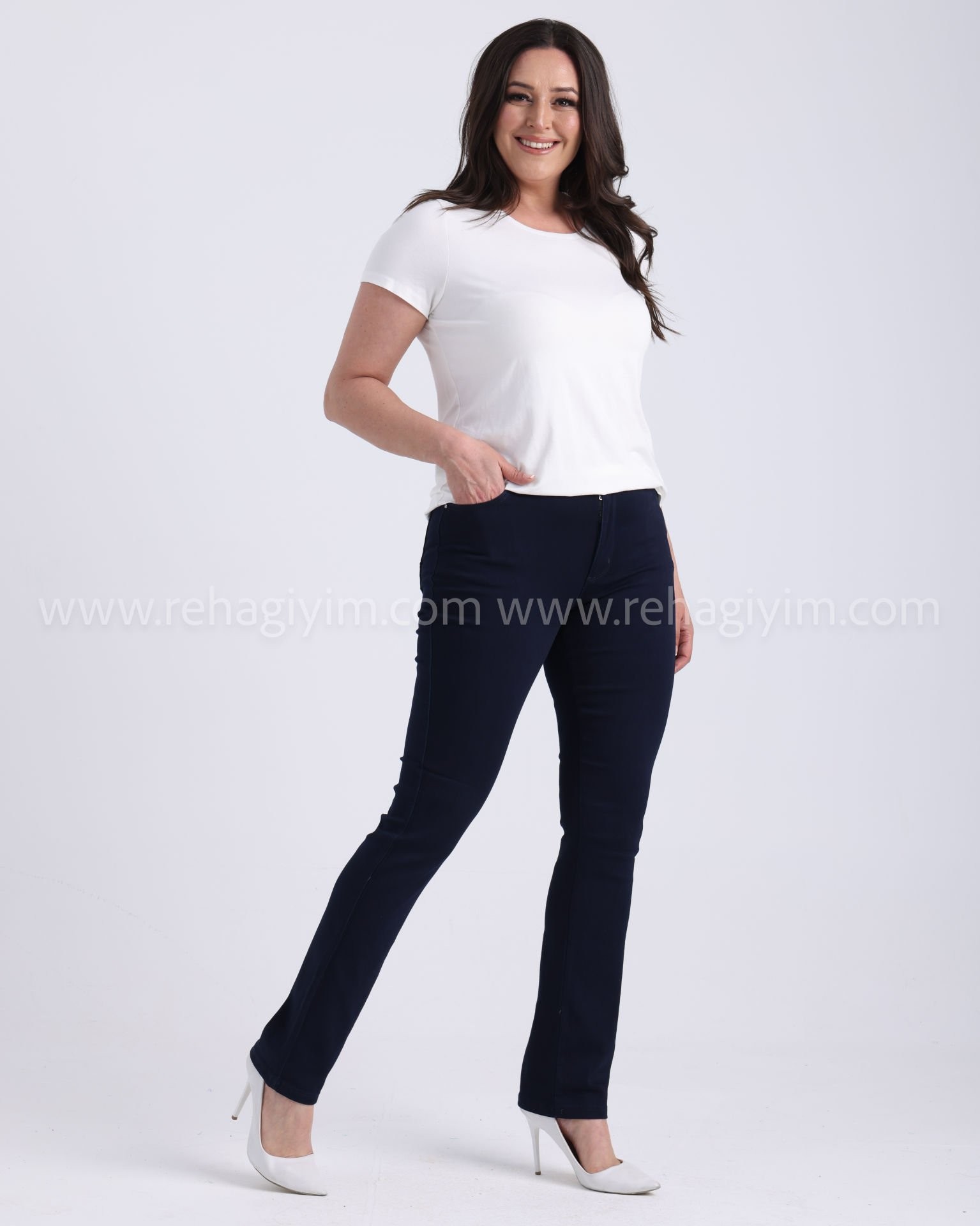 Cotton Boru Paça Kanvas Pantolon |Lacivert