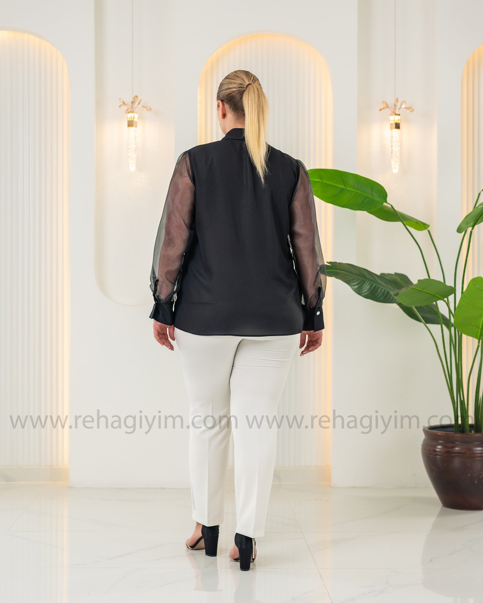 Organze Kol Krep Bluz
