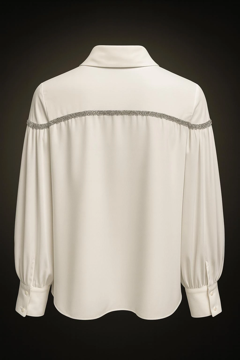 Taş Detaylı Krep Şifon Abiye Bluz - beyaz