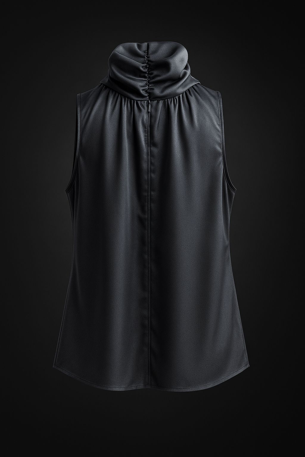 Reglan Kol Boğazlı Saten Bluz - Lacivert