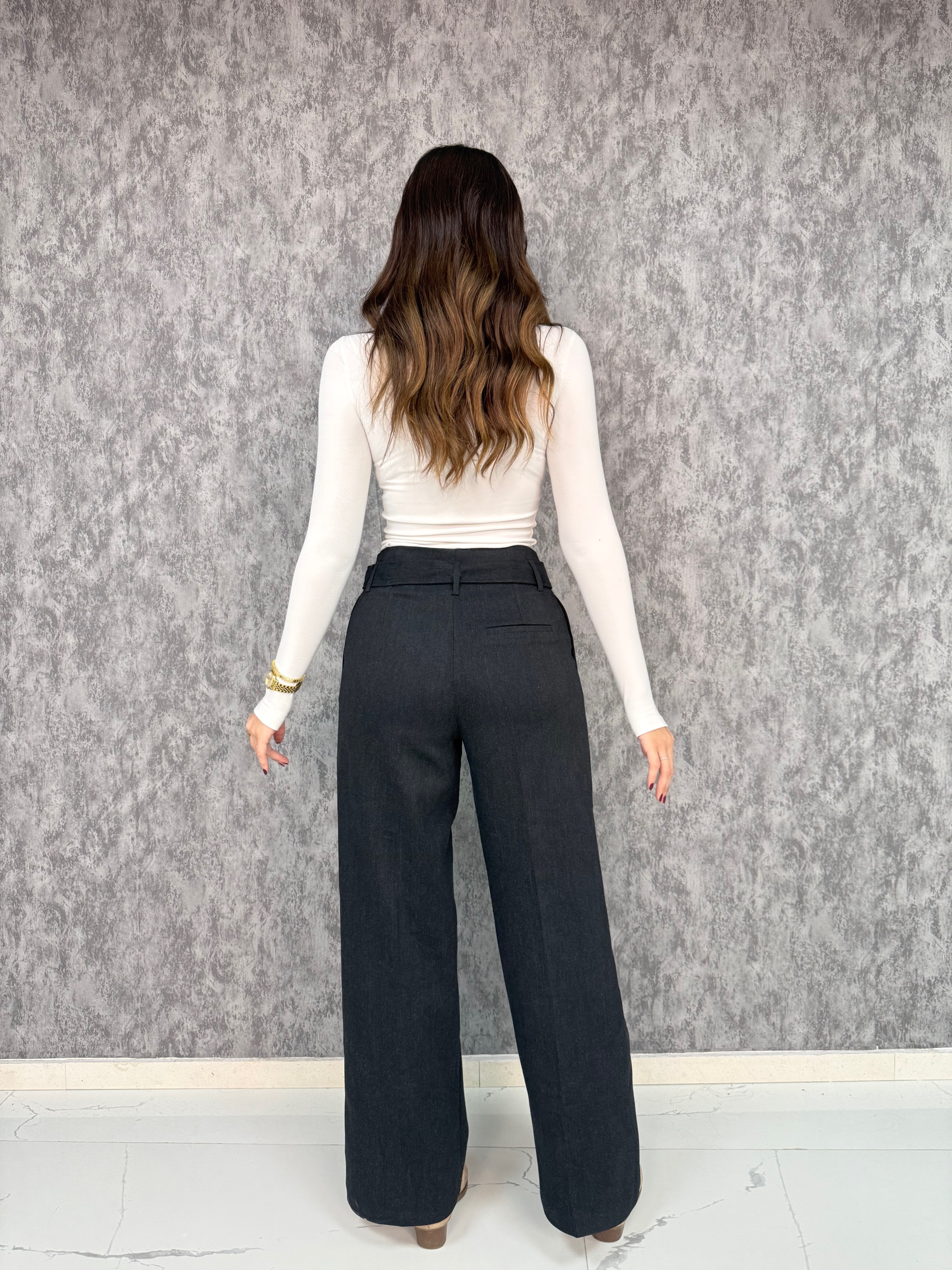 Gabardin Palazzo Pantolon