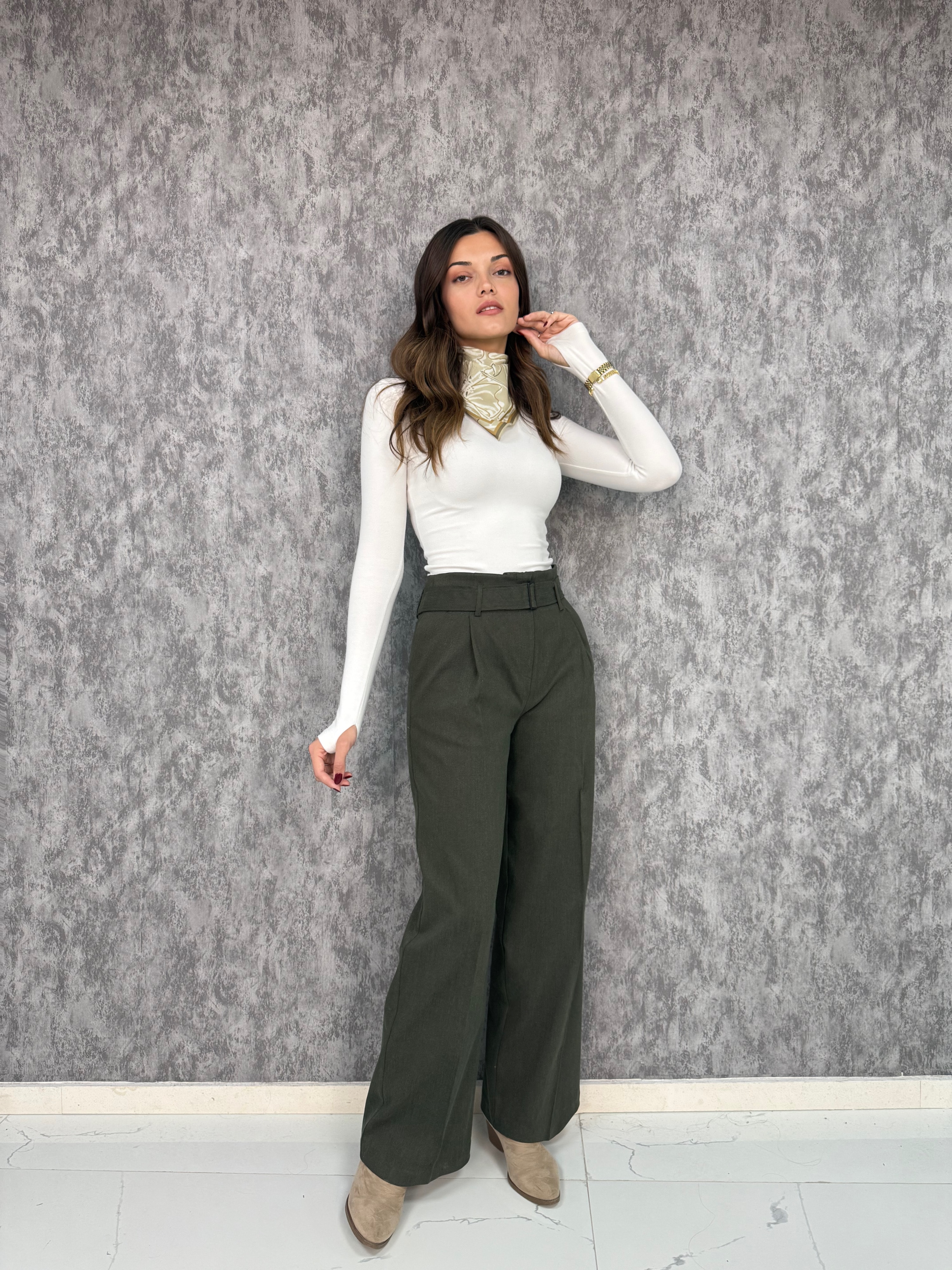 Gabardin Palazzo Pantolon