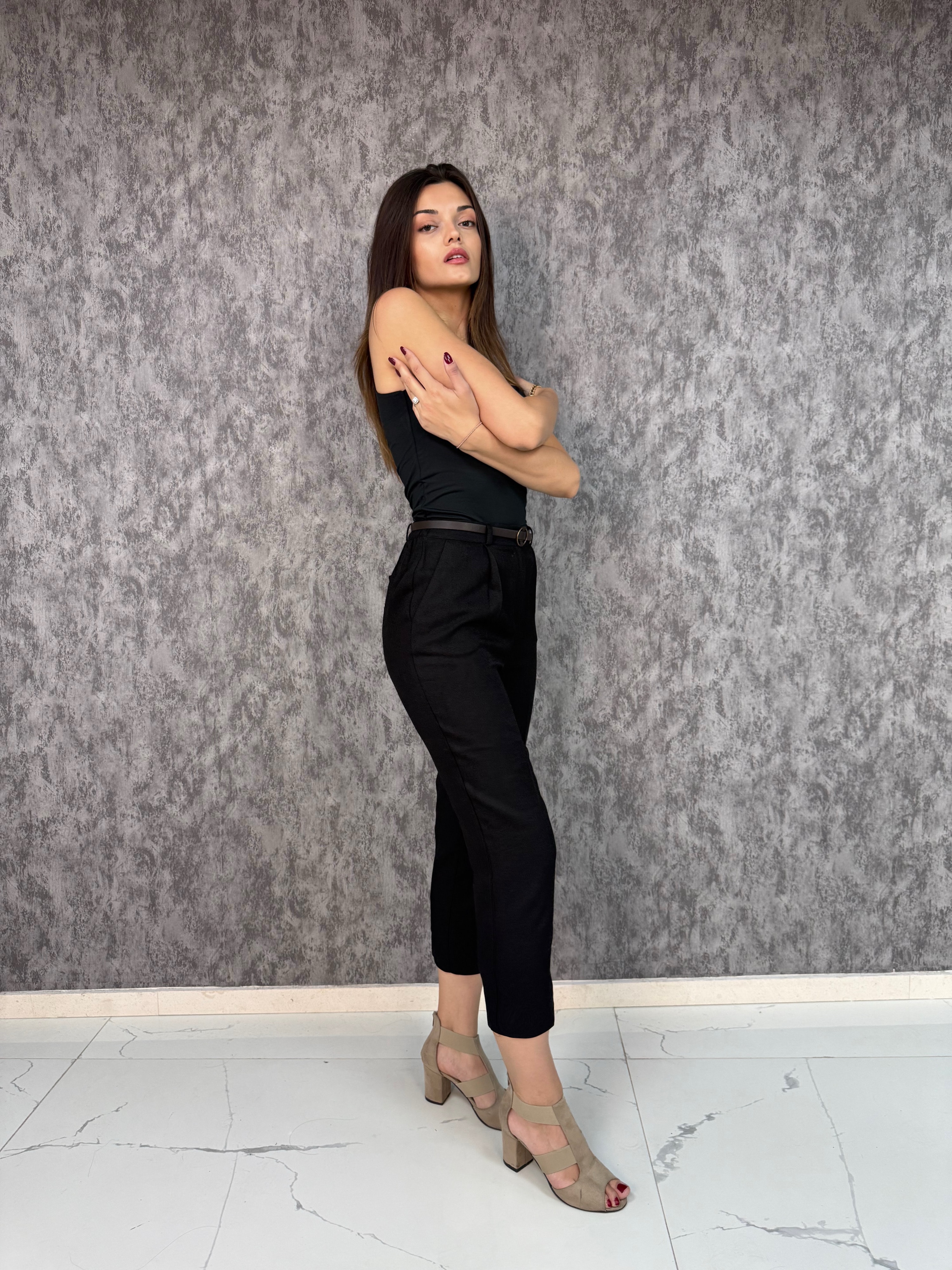 Kemerli Yüksek Bel Havuç Pantolon