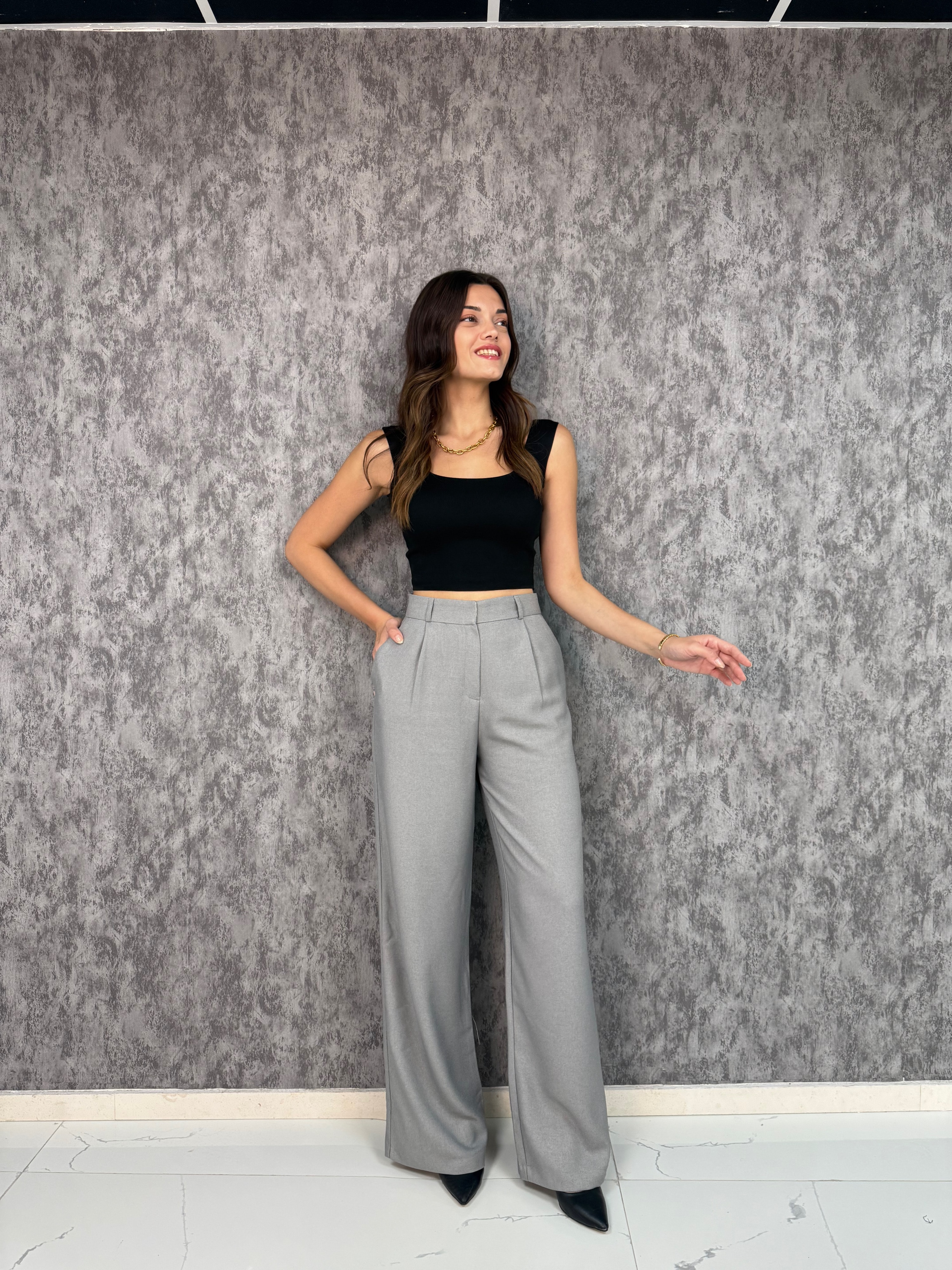 Vera Palazzo Pantolon  - Gri