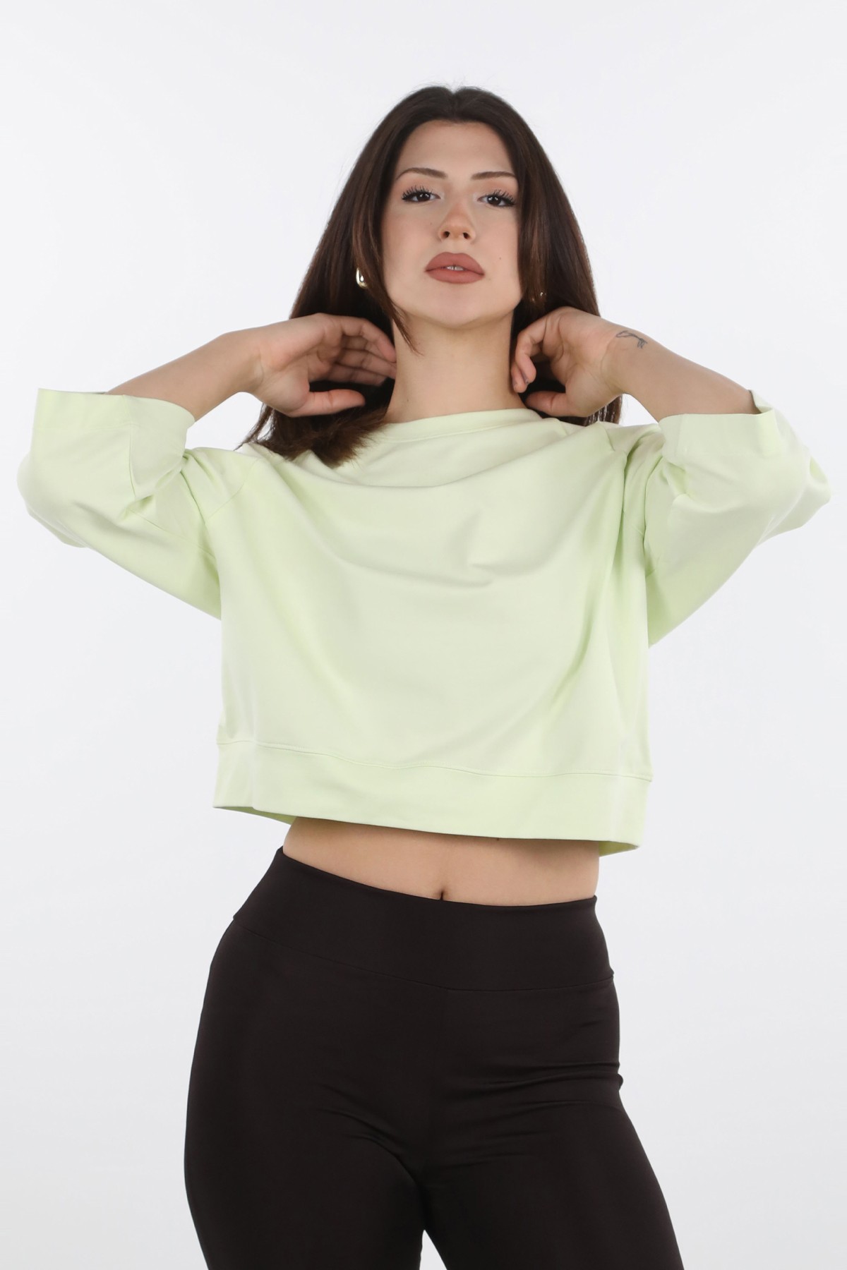 Yeşil Cupro Crop Sweat