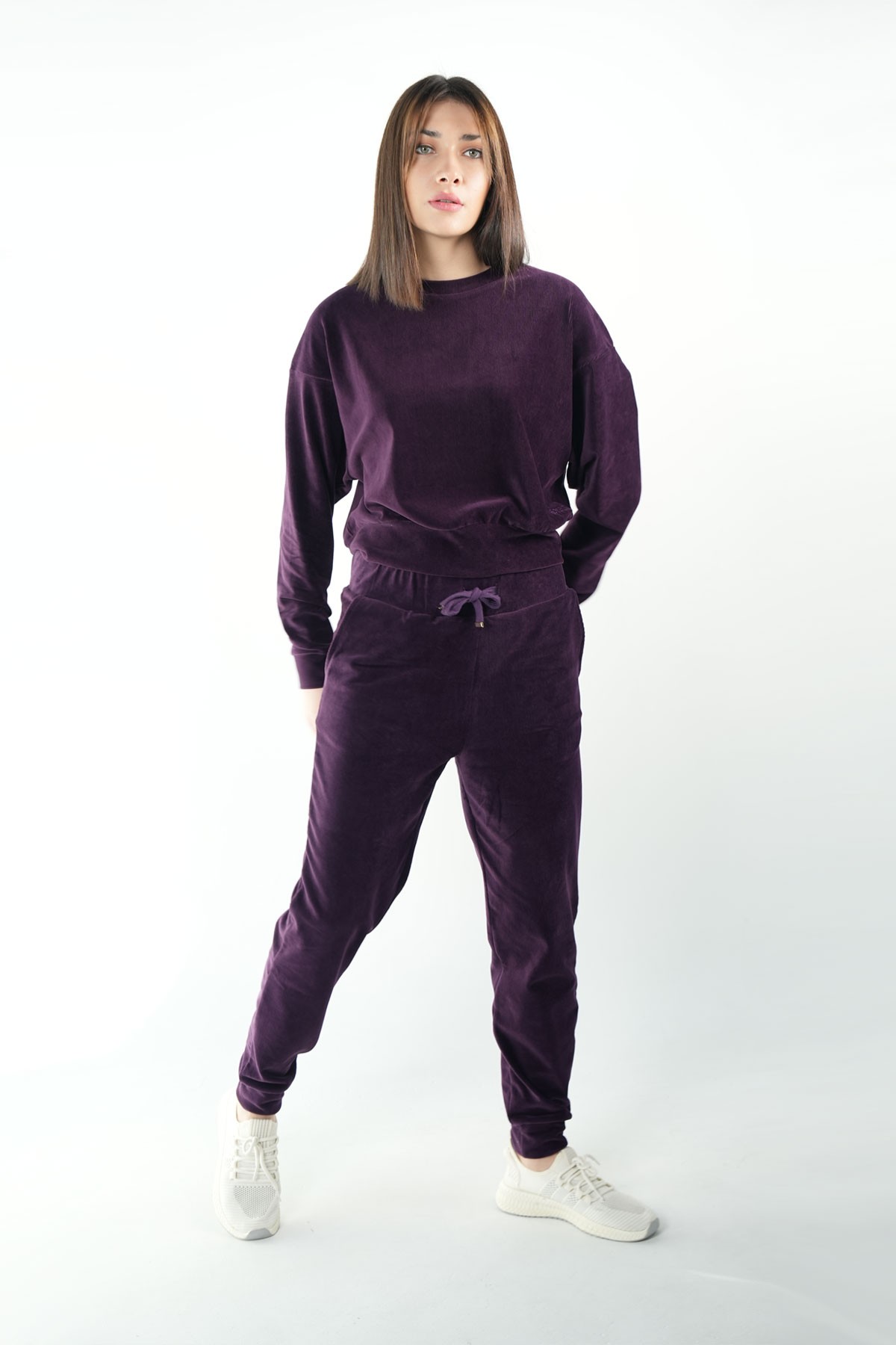 Purple Velvet Tracksuit Set