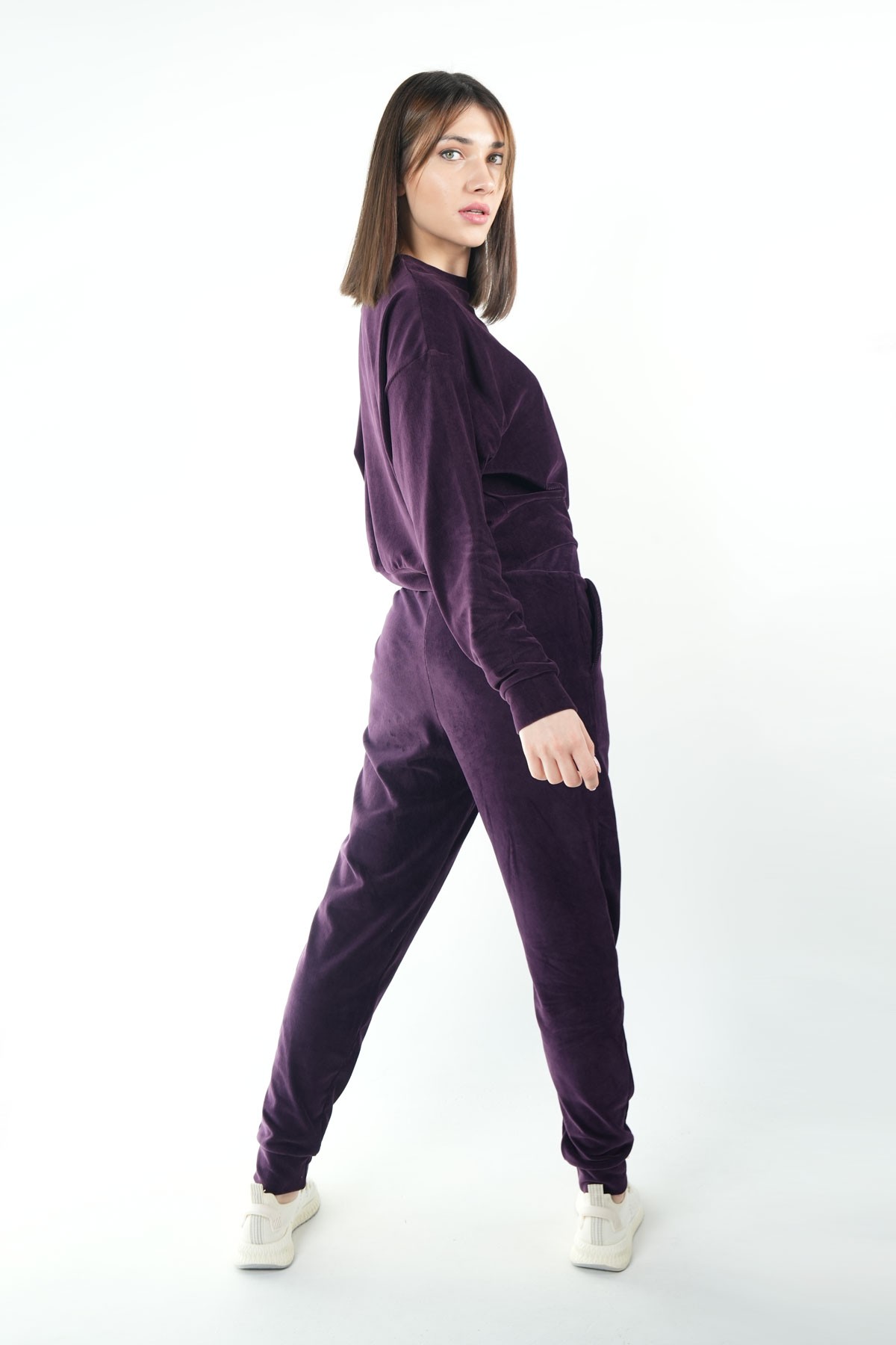 Purple Velvet Tracksuit Set