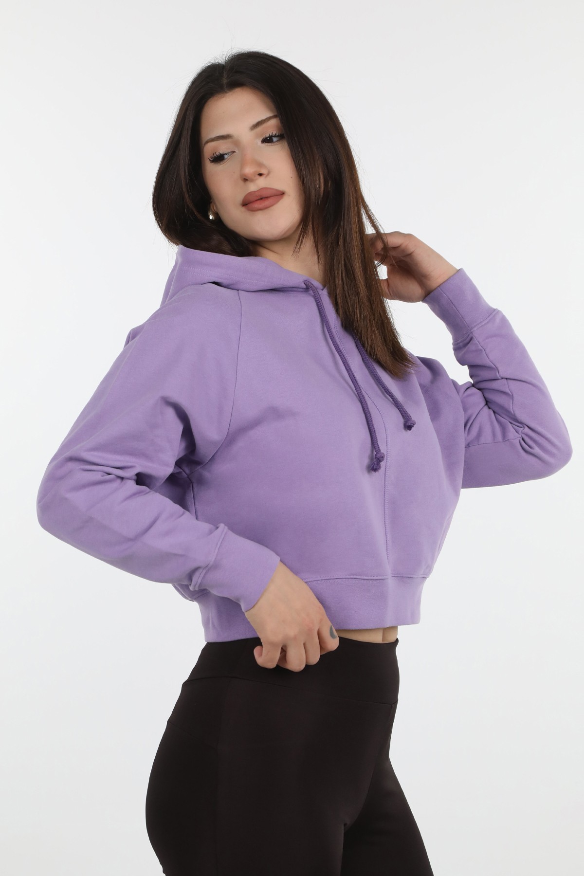 Mor Crop Serisi Sweatshirt