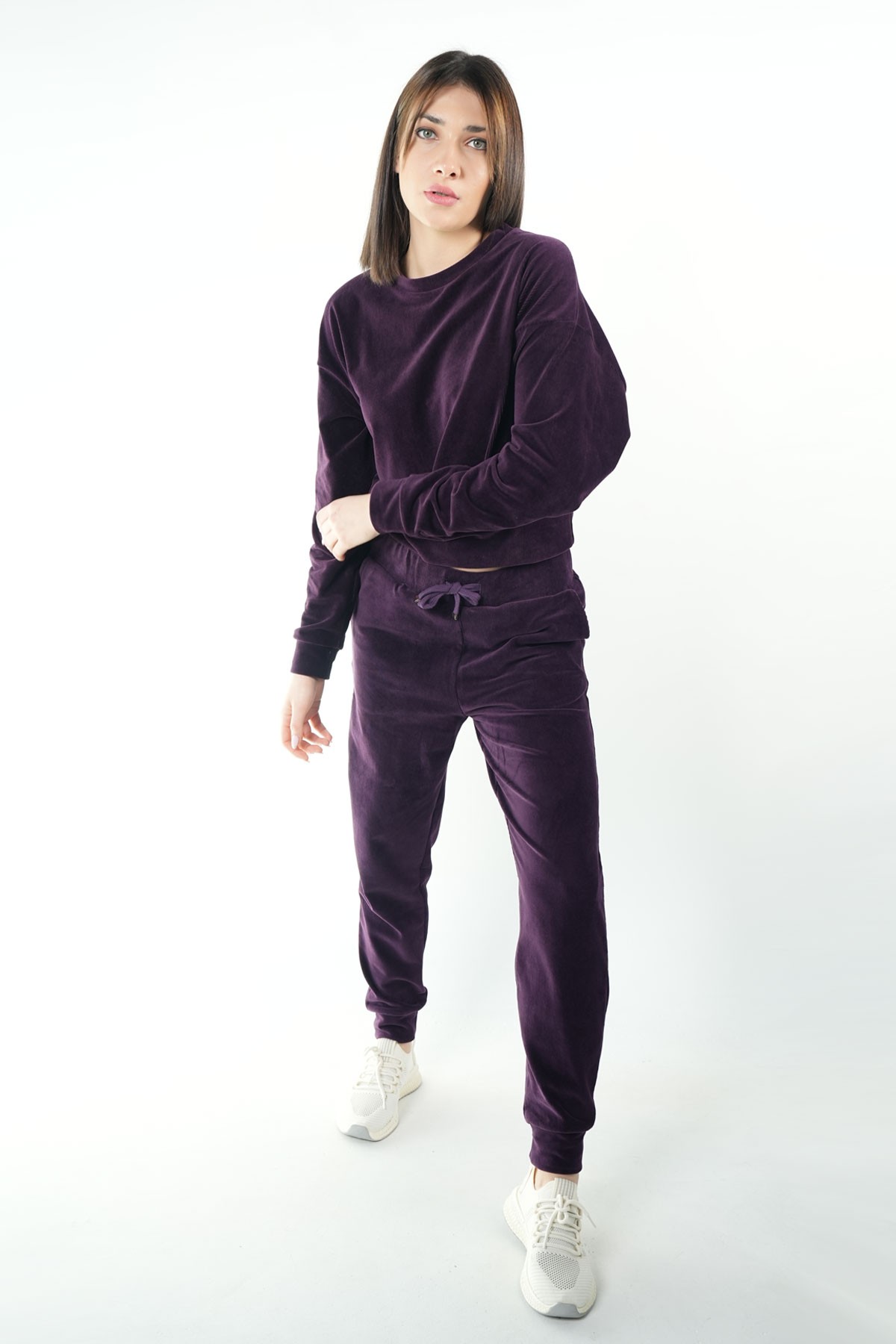 Purple Velvet Tracksuit Set