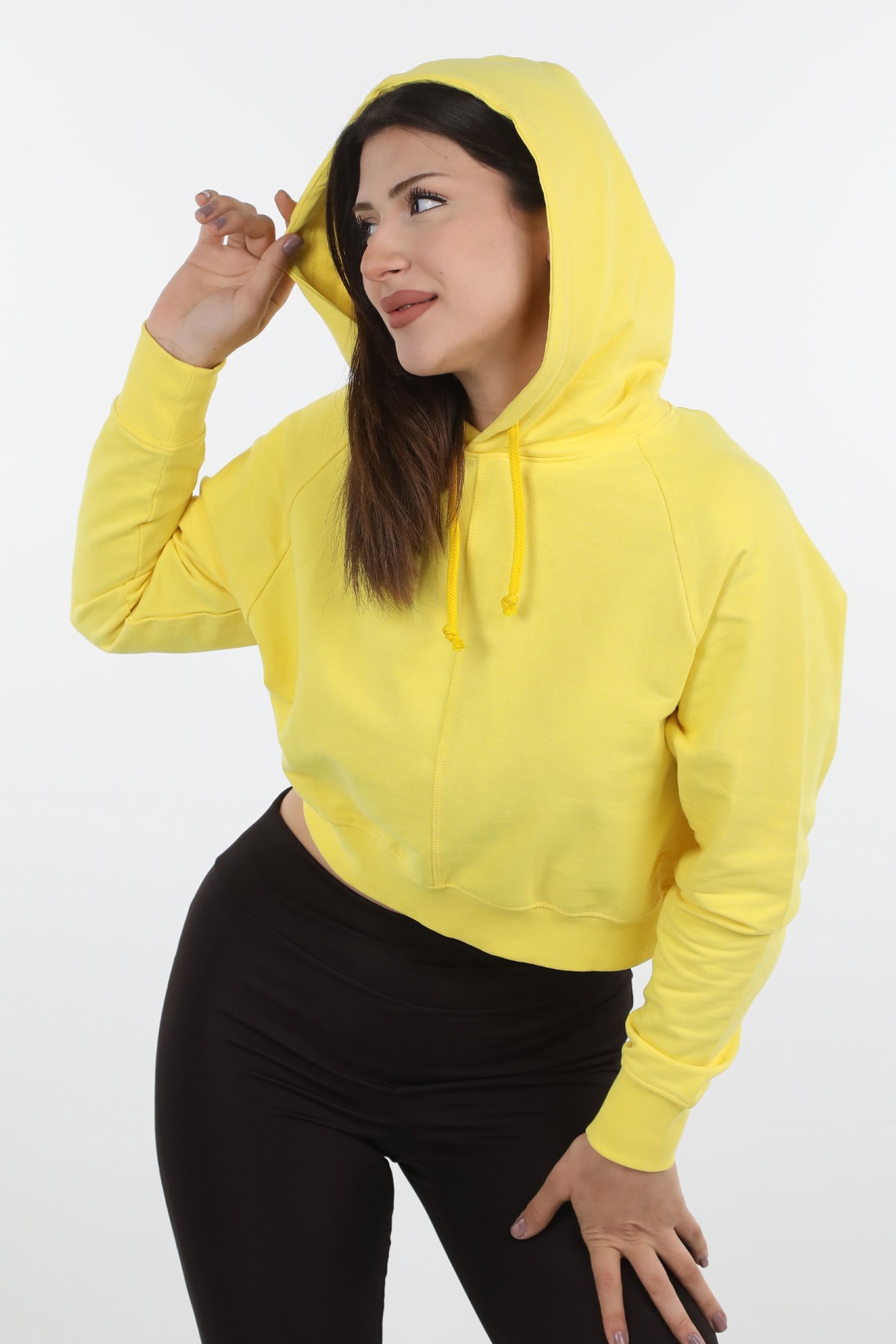 Koyu Sarı Crop Serisi Sweatshirt