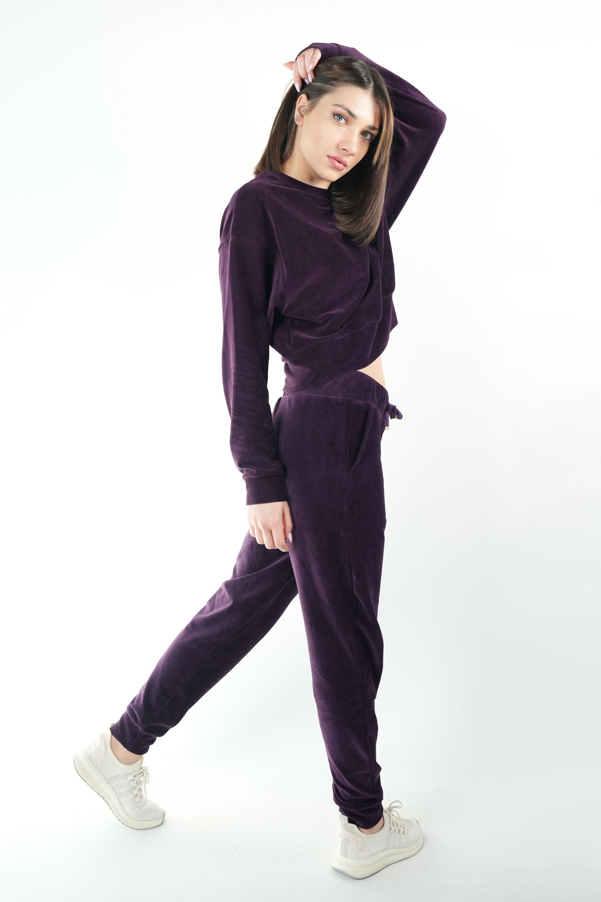 Purple Velvet Tracksuit Set