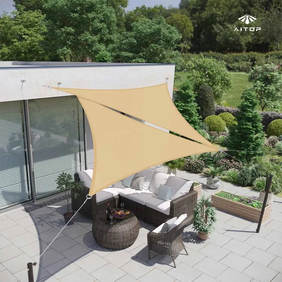 HDPE açık veranda çim bahçe file tente arka bahçesinde tente parkı güneşlik yelken