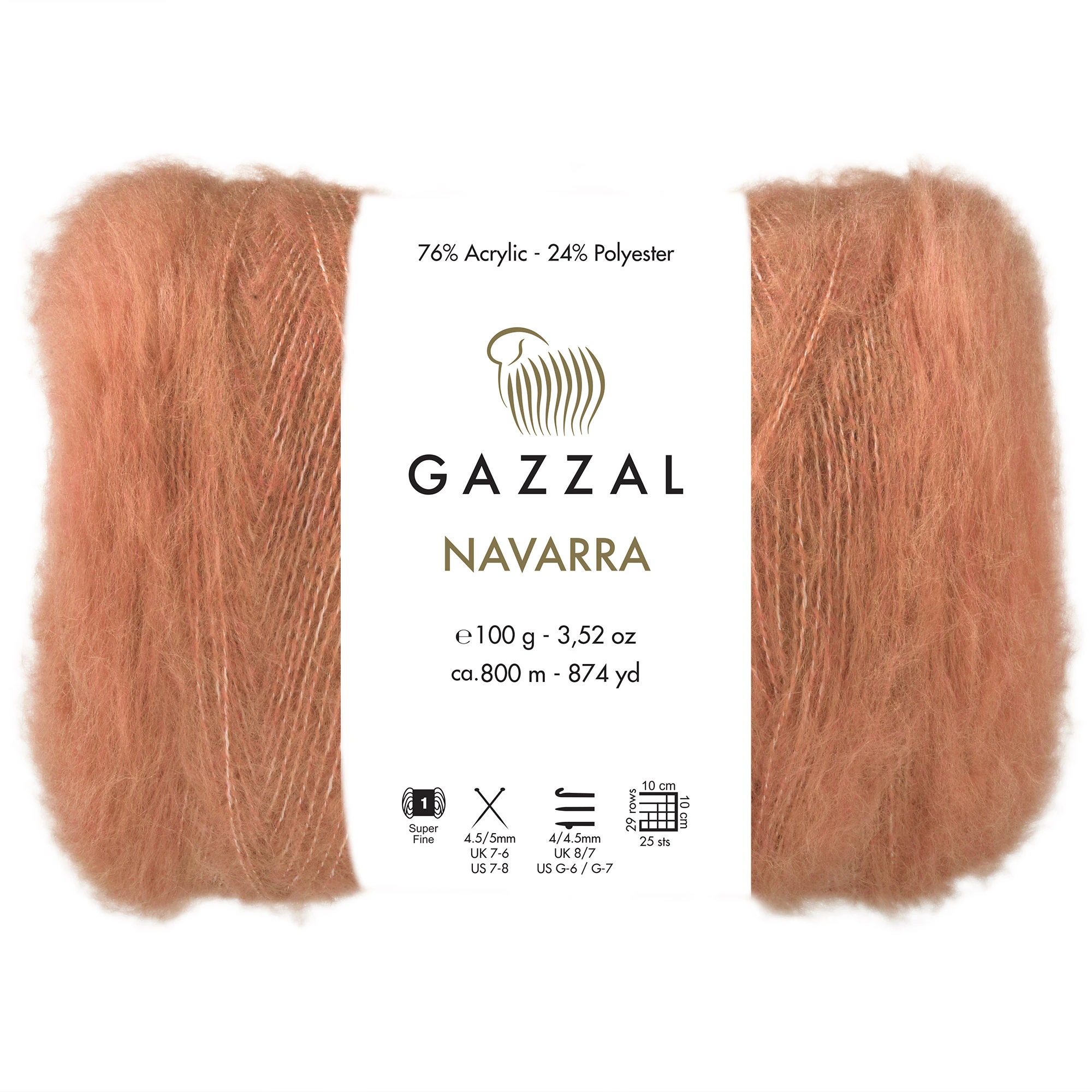 Gazzal Navarra 100gr 800mt El Örgü Ipliği Moher