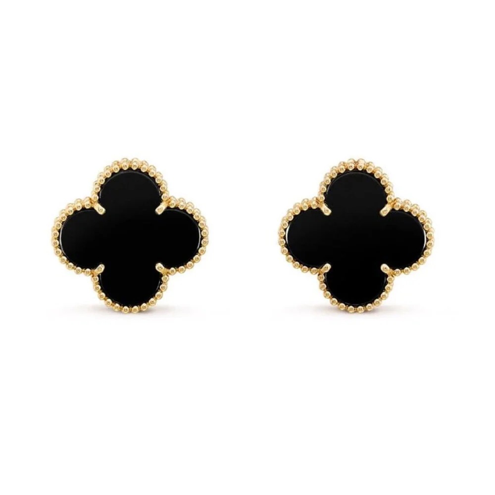 Yonca Küpe Gold Siyah