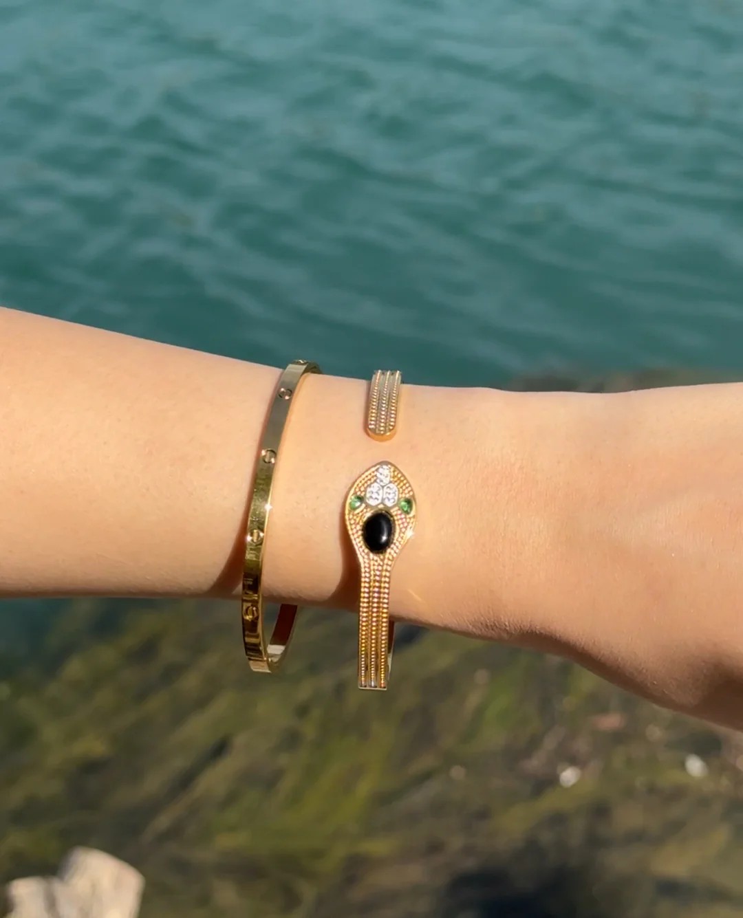 Yılan + Bilezik Gold Set