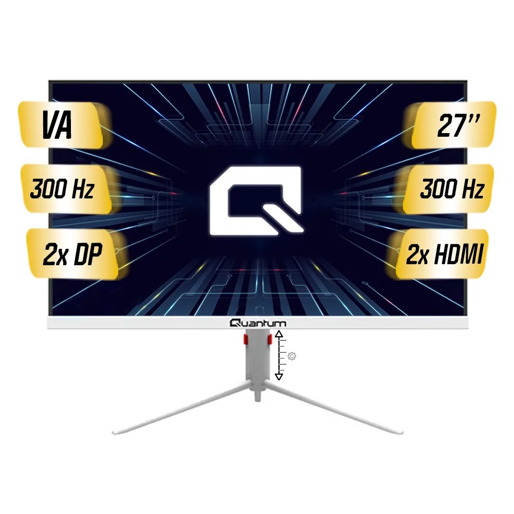 Quantum Pearl MG27W-A FHD VA 300Hz 2xHDMI+2xDP Dahili Hoparlör 27" Flat Beyaz Yükseklik ayarlı Gaming Monitör QNMNT10F080958