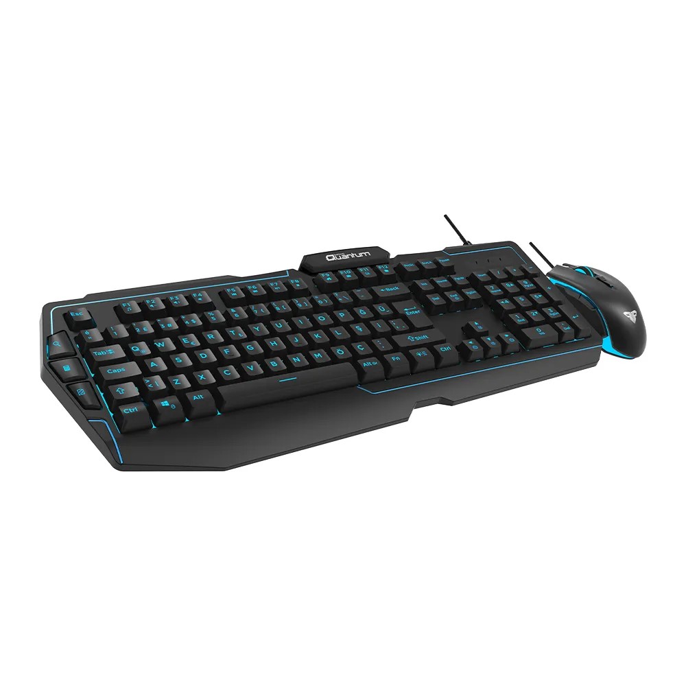 Kablolu Klavye Mouse Set Gaming-Quantum Gaming QG-Q6168 3 Renkli Arkadan Aydınlatmalı+3600Dpi Mouse *2yıl Garanti*