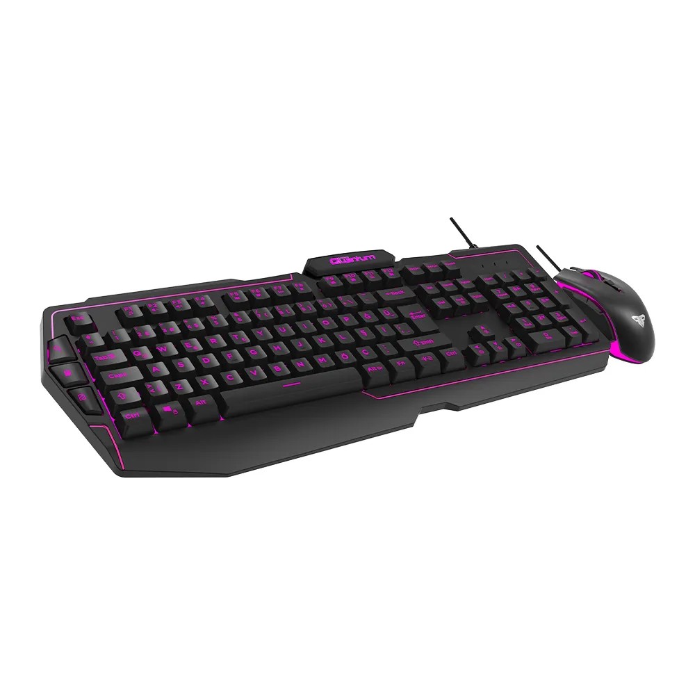 Kablolu Klavye Mouse Set Gaming-Quantum Gaming QG-Q6168 3 Renkli Arkadan Aydınlatmalı+3600Dpi Mouse *2yıl Garanti*