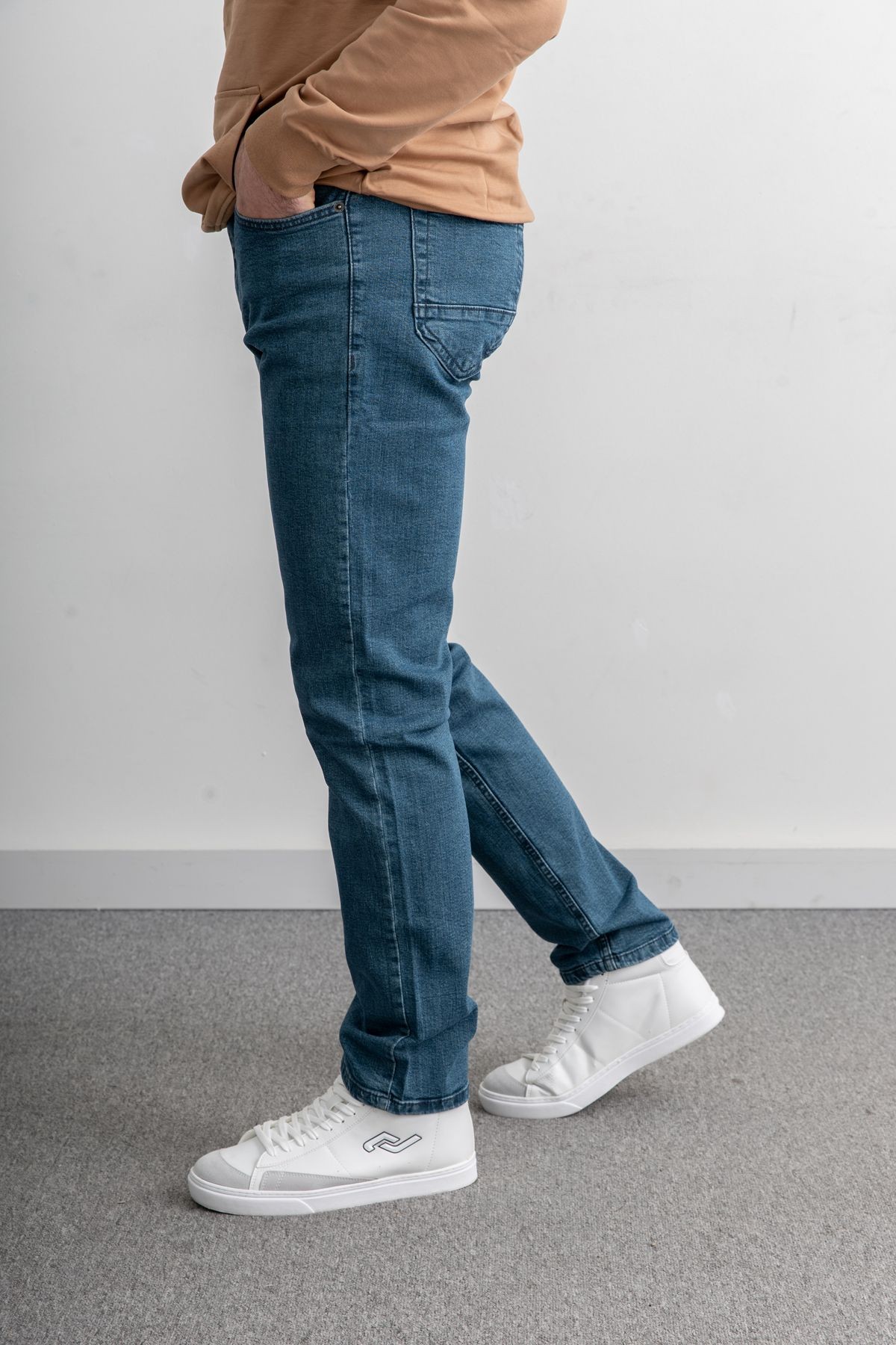 Erkek Rahat Kalıp Premium Kumaş Klasik Battal Kot Pantolon