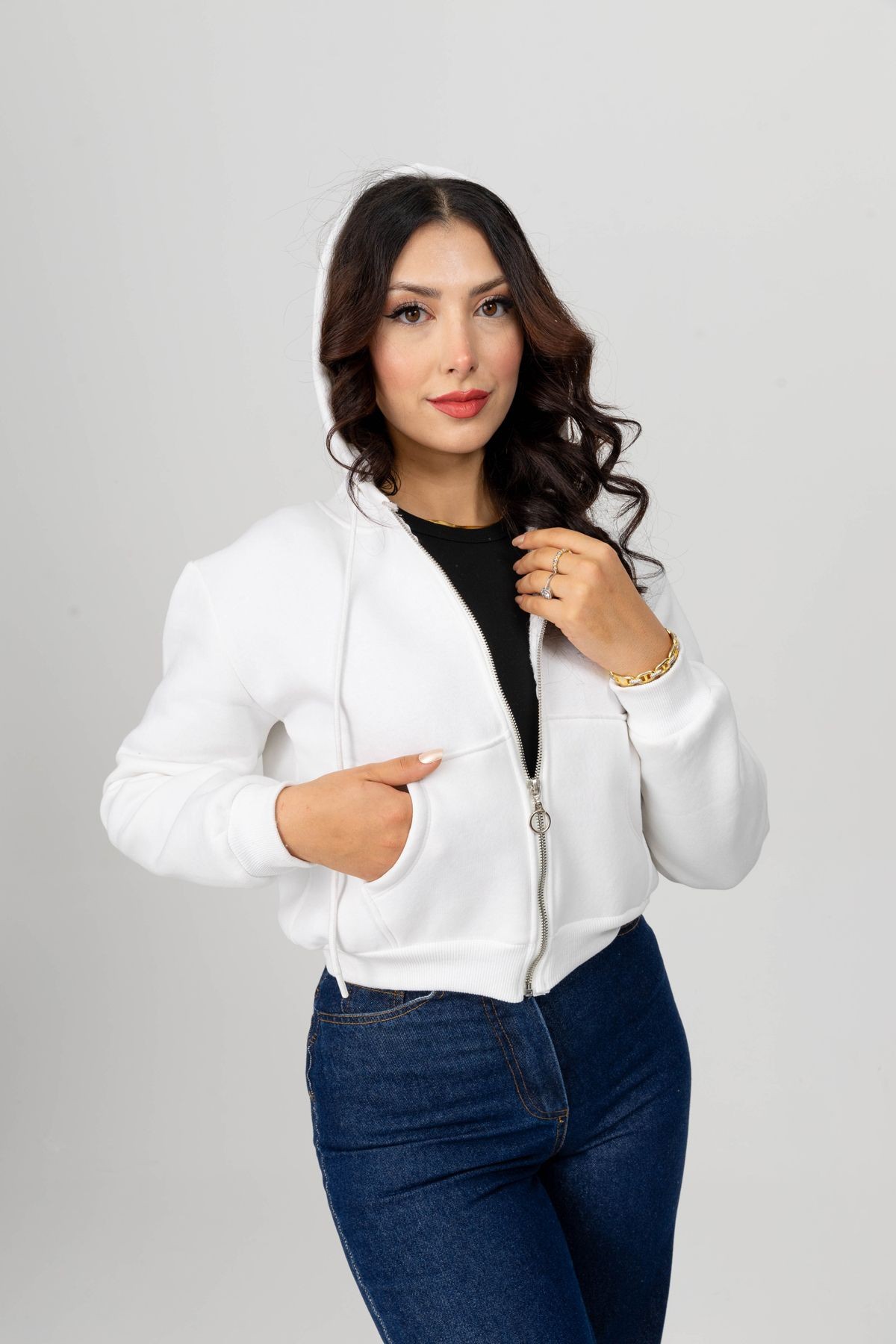 Yüksel Ergül 3856 Fermuarlı Mini Sweatshirt