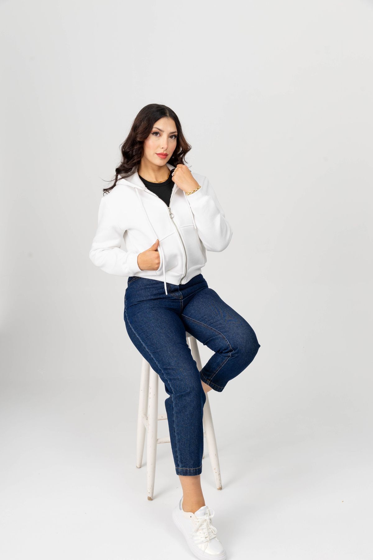 Yüksel Ergül 3856 Fermuarlı Mini Sweatshirt