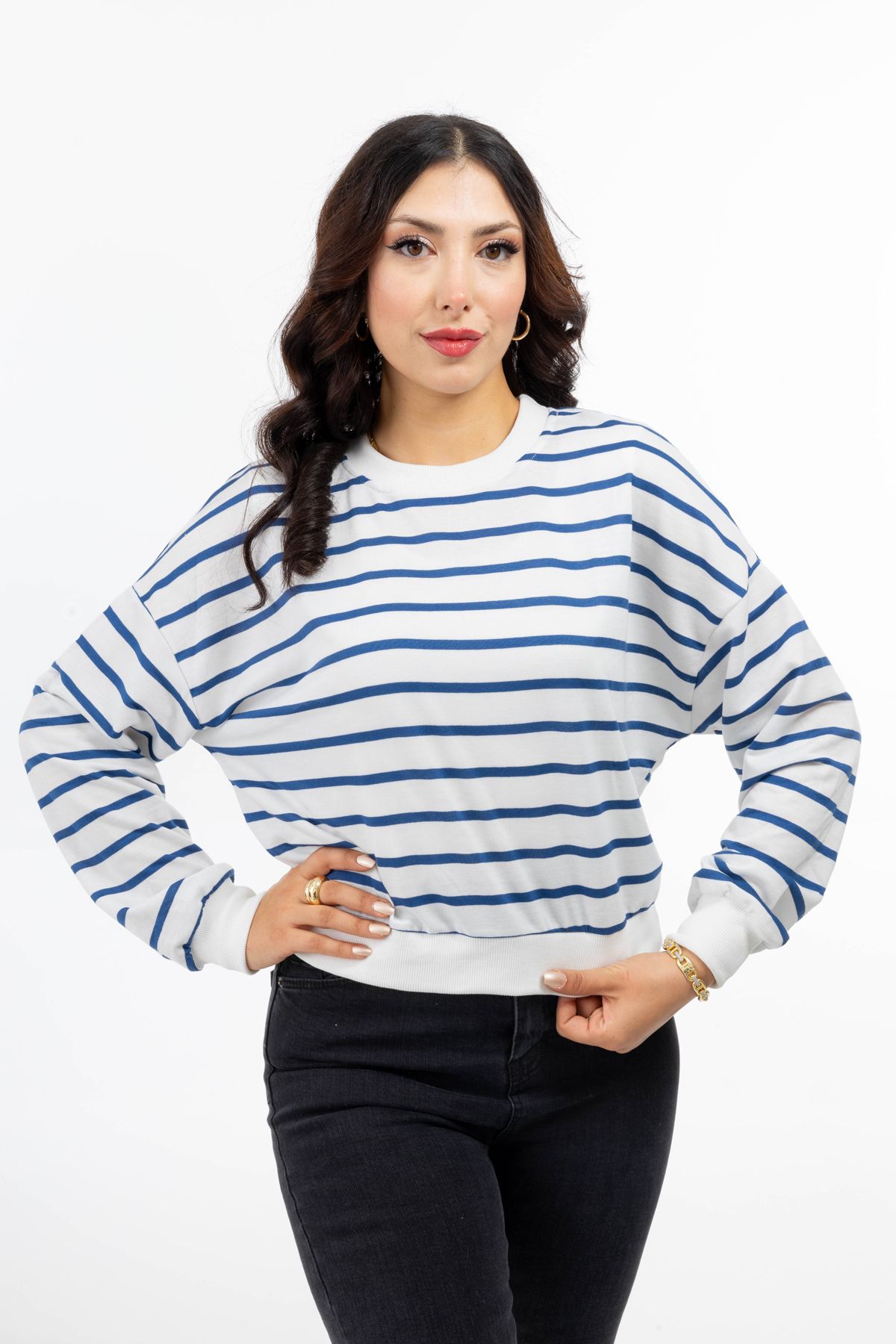 Yüksel Ergül 5949 Çizgili Sweatshirt
