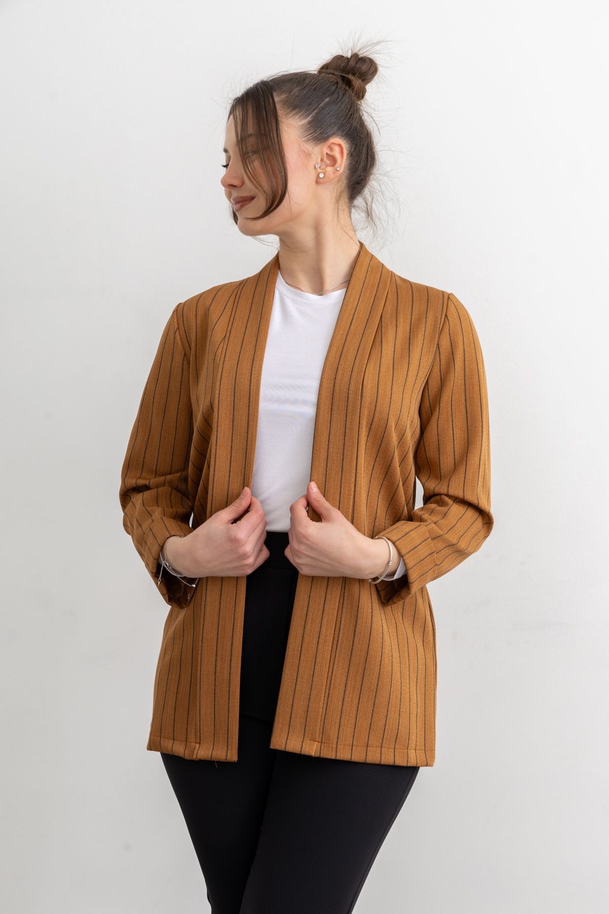Kadın Regule Duble Kol Çizgi Detaylı Dört Mevsimlik Blazer Ceket 305