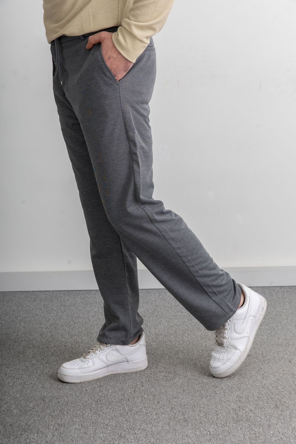 Erkek Düz Paça Cep Fermuar Detaylı Rahat Kesim Premium Kumaş Baggy Pantolon