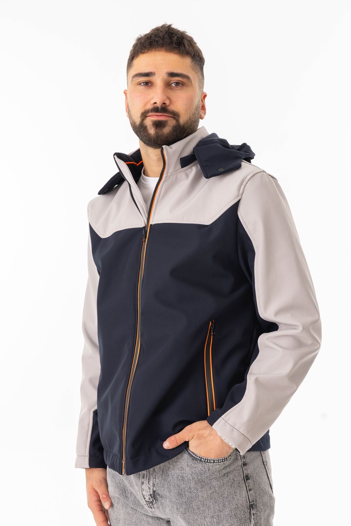 Yüksel Ergül Erkek Suya Dayanıklı Kapüşonlu Mevsimlik Soft Shell Mont 8107 image