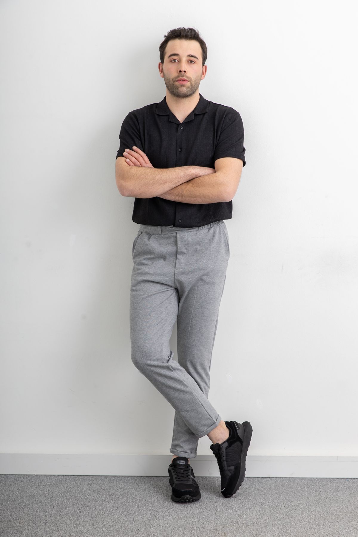 Erkek Beli Lastikli İpli Cepli Rahat Kesim Diagonel Double Paça Jogger Pantolon