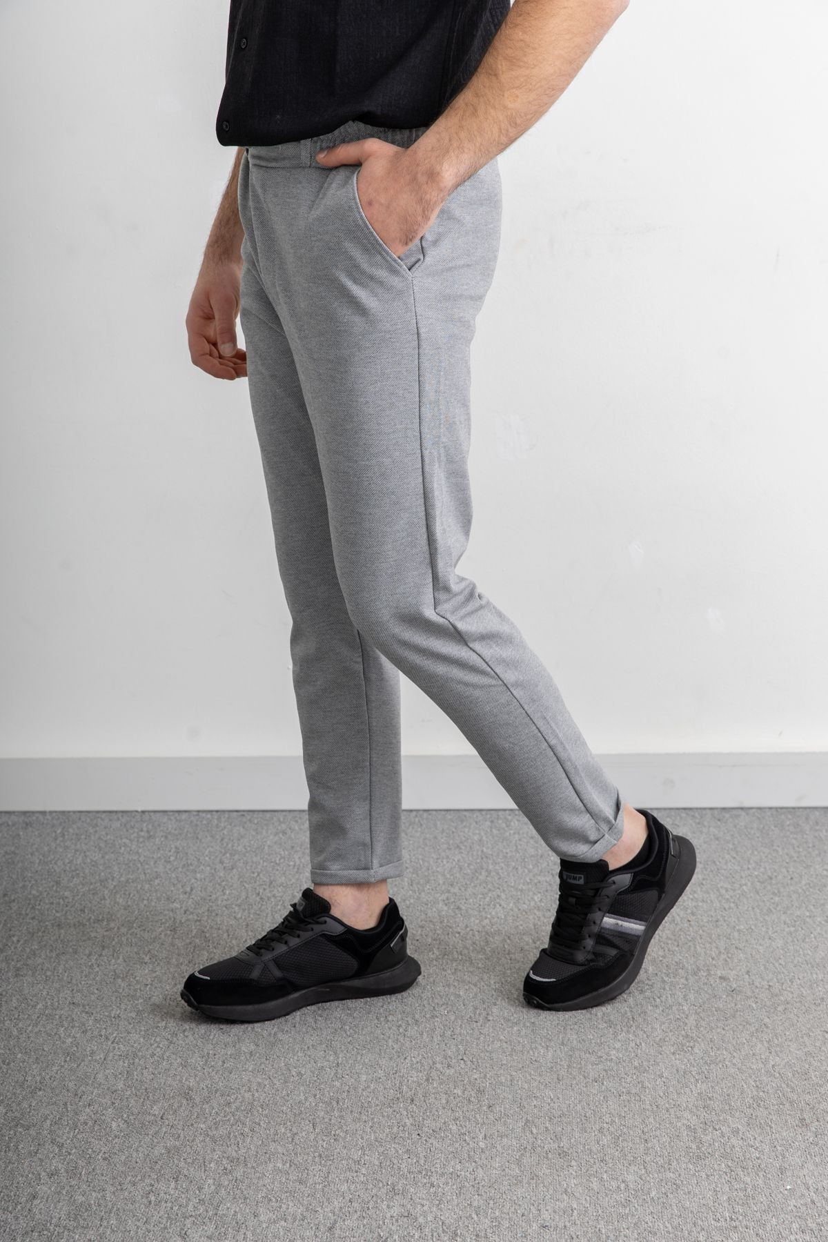 Erkek Beli Lastikli İpli Cepli Rahat Kesim Diagonel Double Paça Jogger Pantolon
