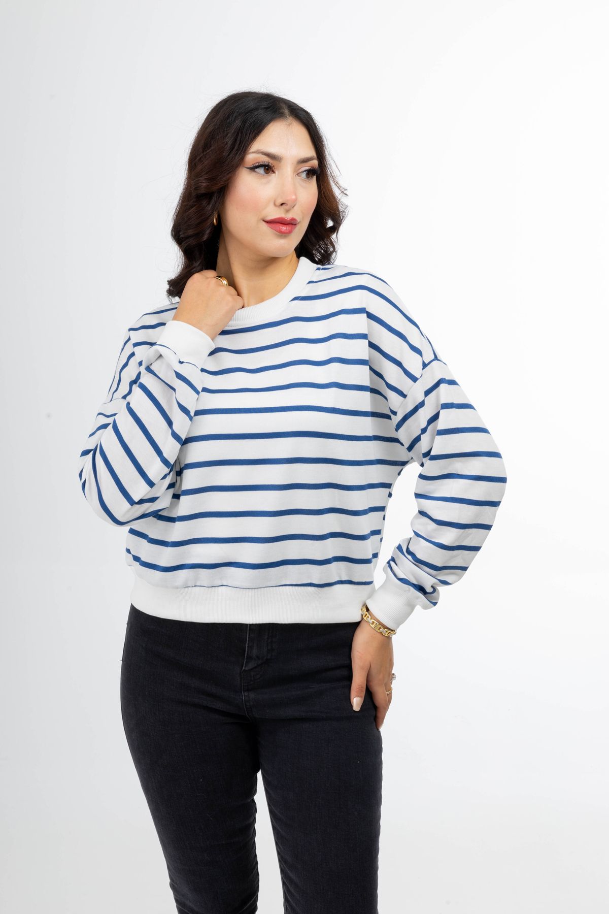 Yüksel Ergül 5949 Çizgili Sweatshirt