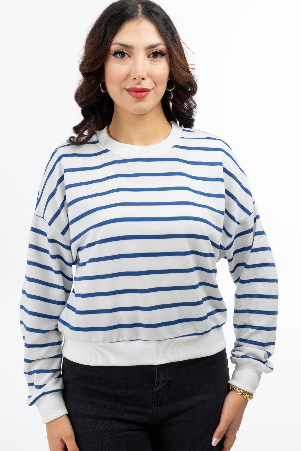 Yüksel Ergül 5949 Çizgili Sweatshirt