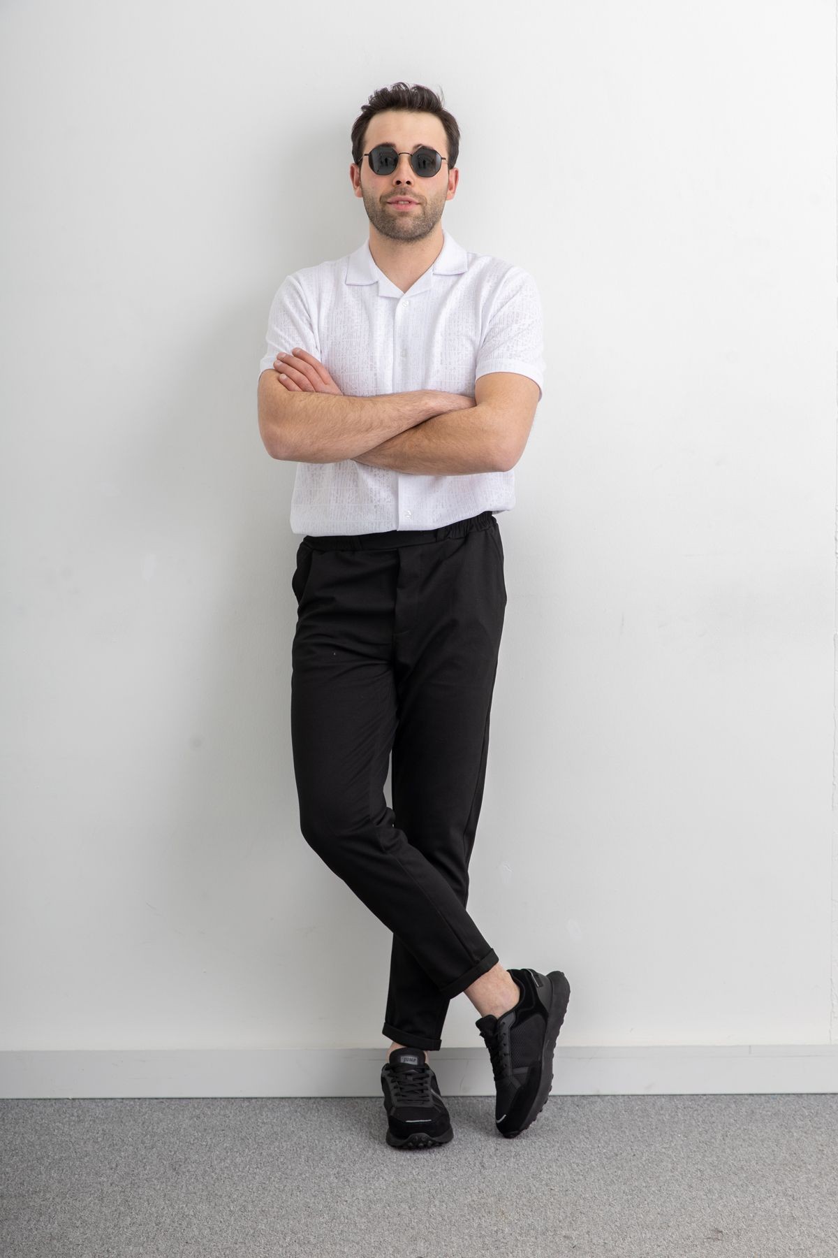 Erkek Beli Lastikli İpli Cepli Rahat Kesim Diagonel Double Paça Jogger Pantolon